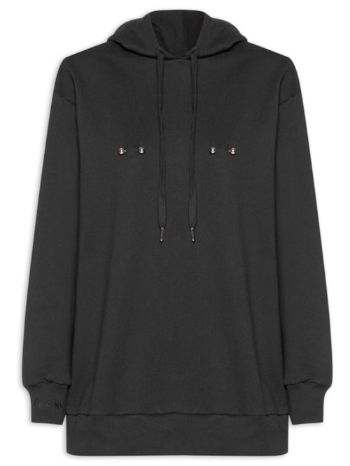 Blusão Feminino Moletom com Capuz – Preto