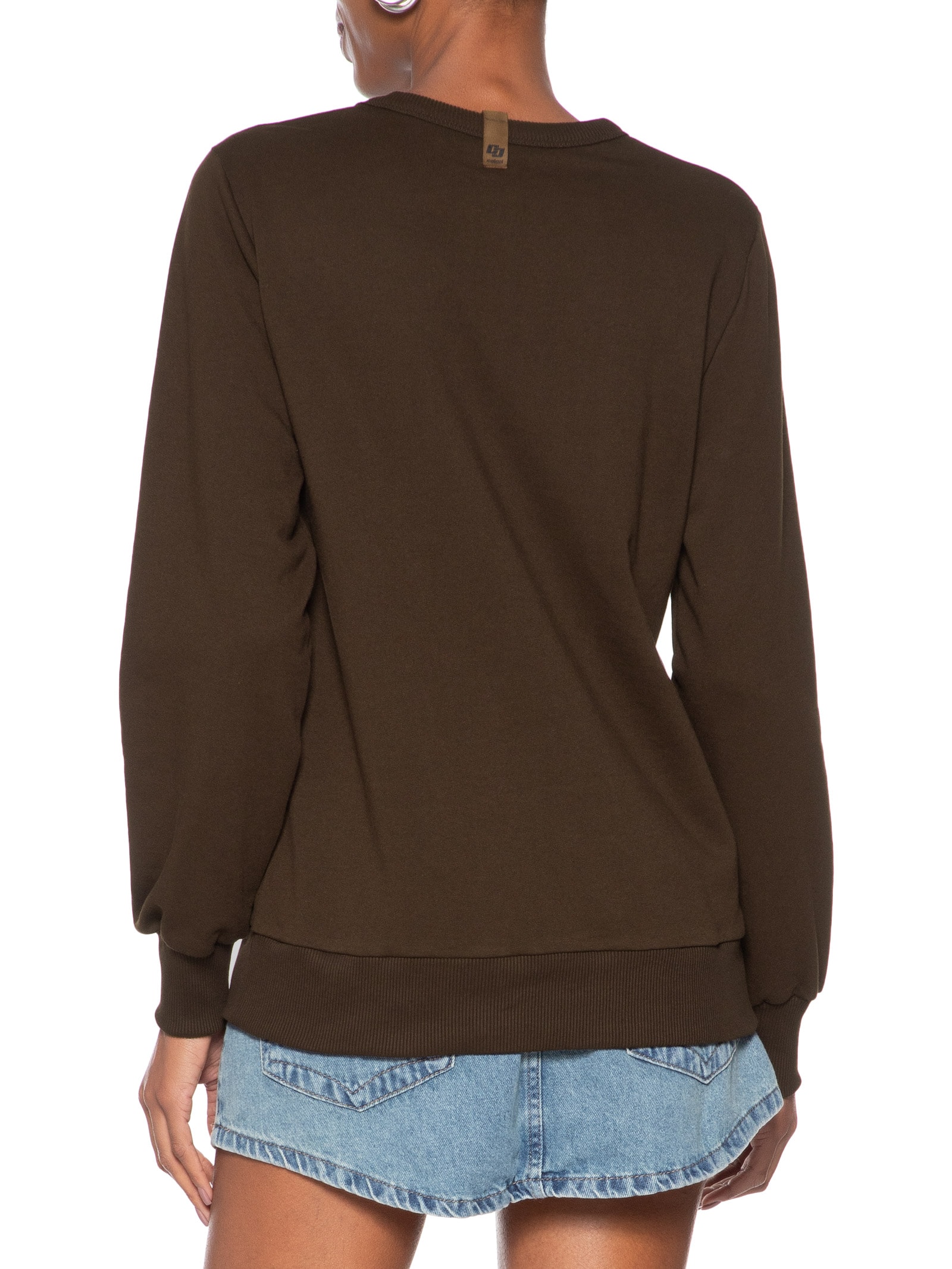 Blusão Feminino Moletom Marrom Colcci