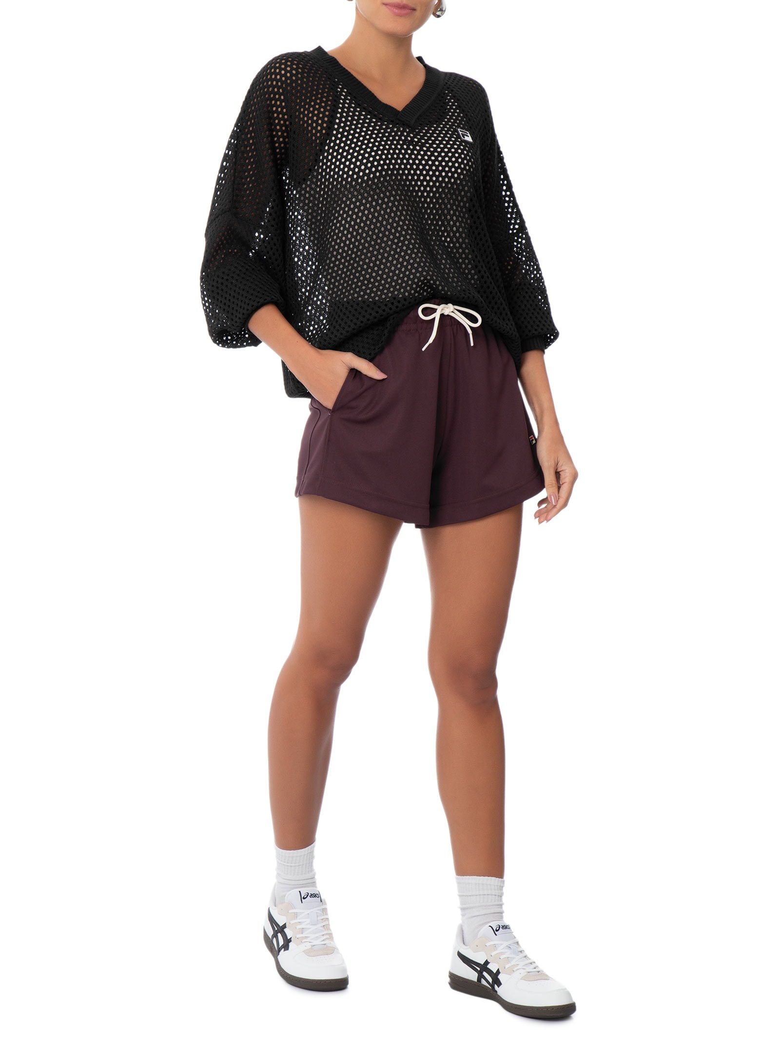 Blusão Feminino Over Vent Tricot Preto Fila