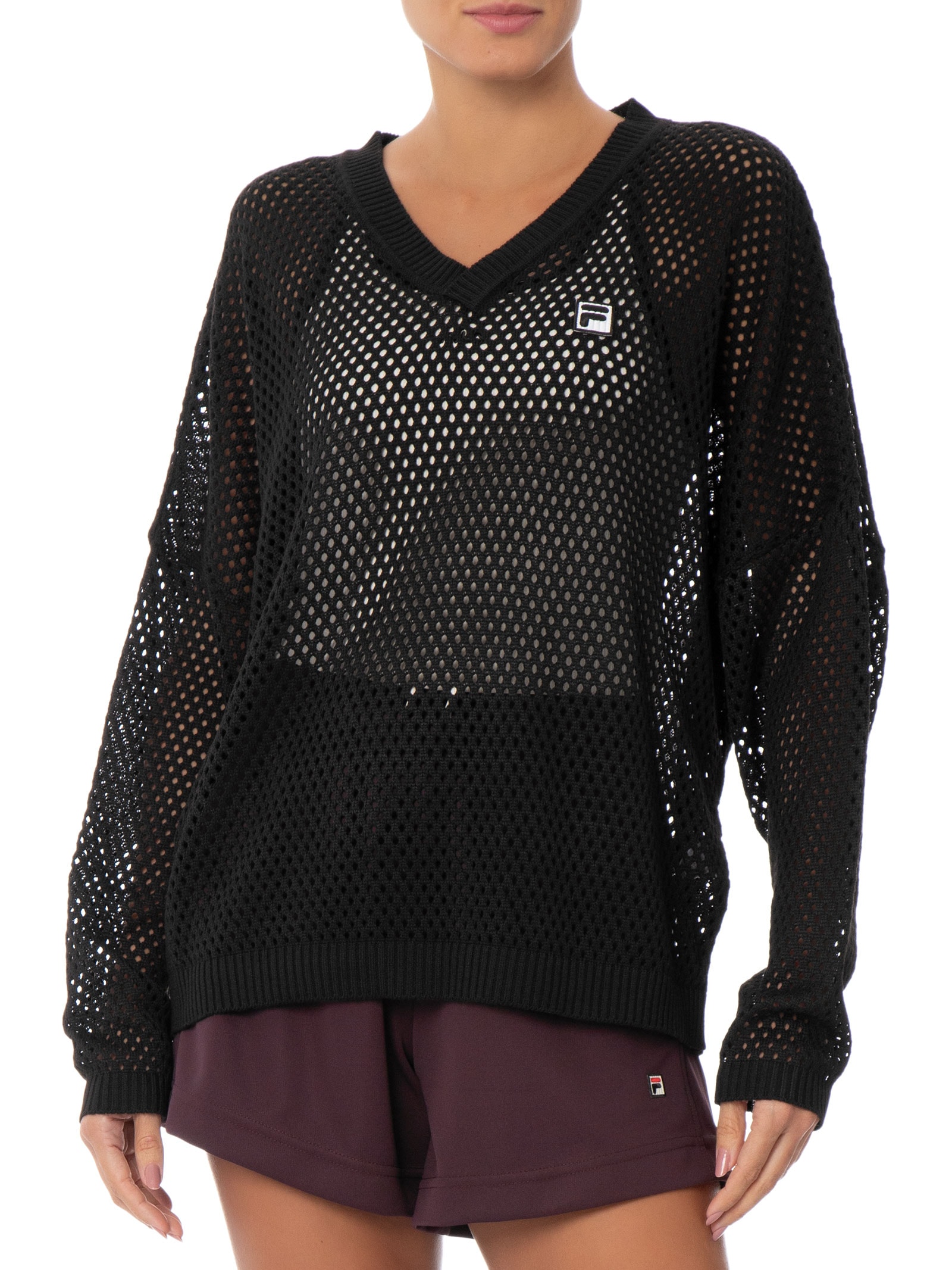 Blusão Feminino Over Vent Tricot Preto Fila