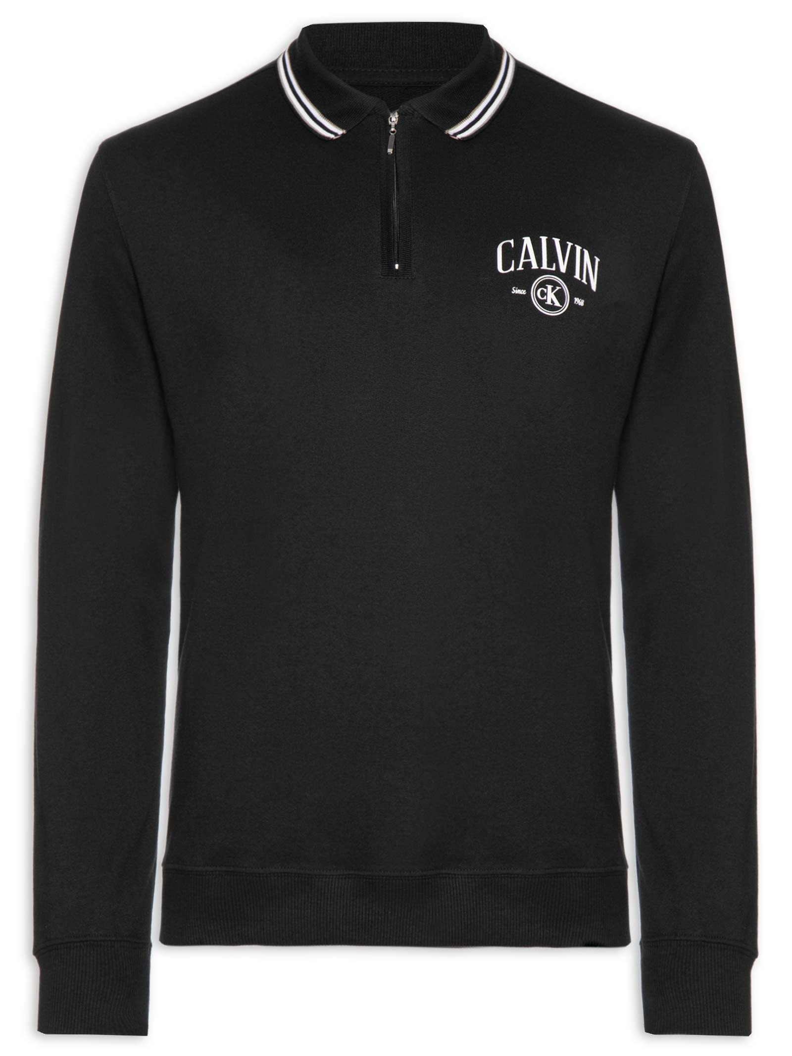 Blusão Masculino Meio Zíper Manga Longa Moletinho – Preto Calvin Klein Underwear