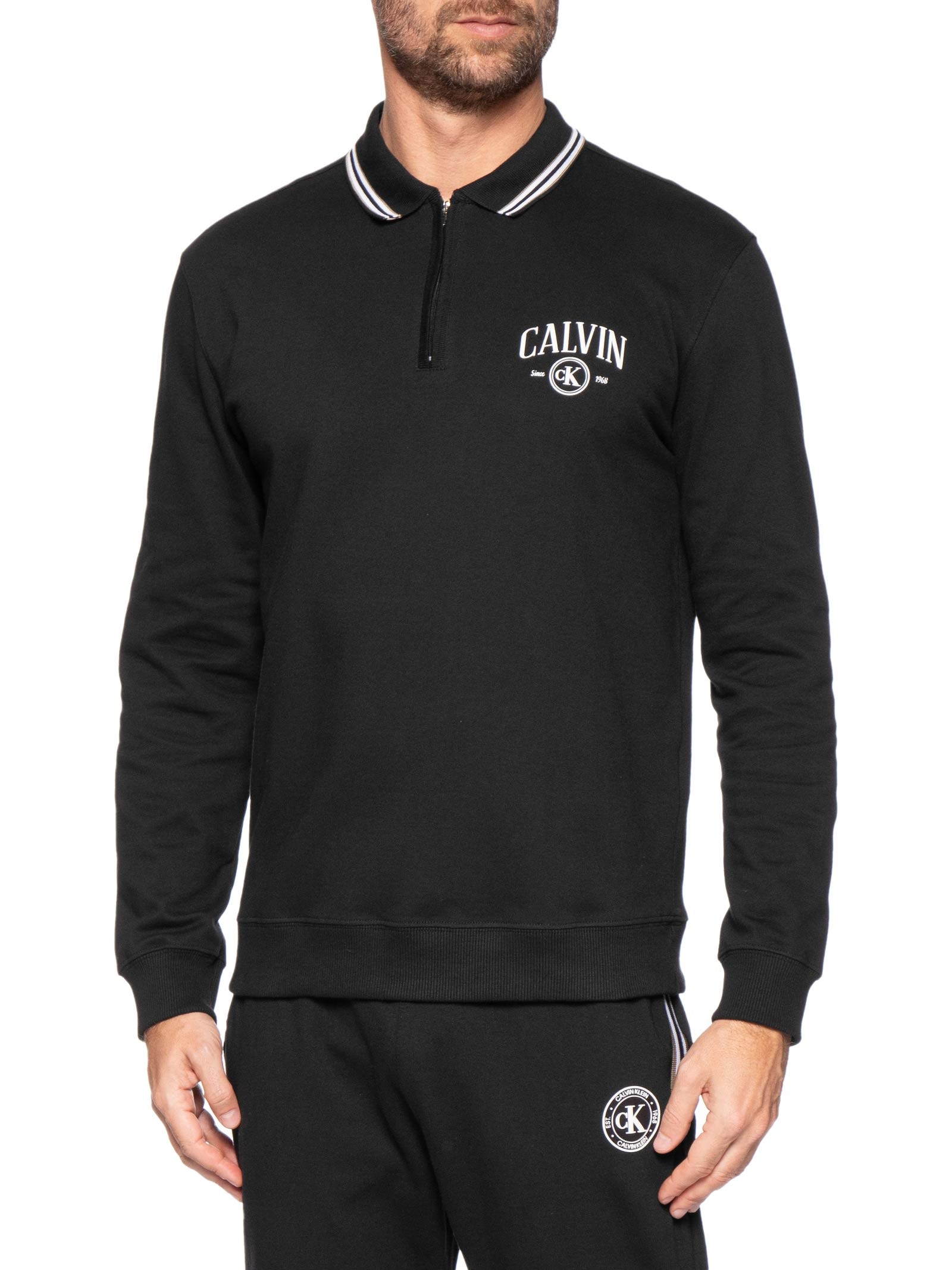 Blusão Masculino Meio Zíper Manga Longa Moletinho – Preto Calvin Klein Underwear
