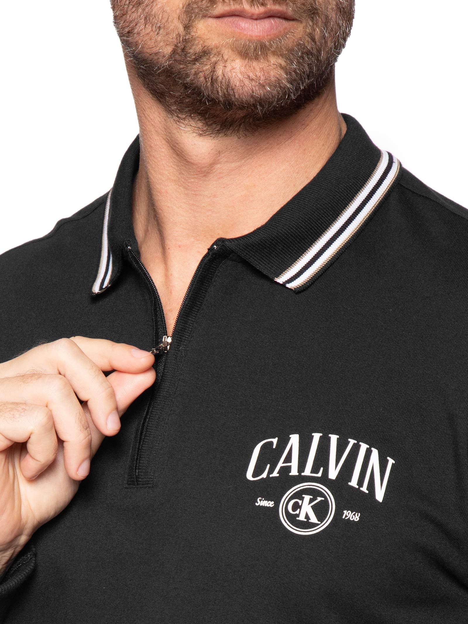 Blusão Masculino Meio Zíper Manga Longa Moletinho – Preto Calvin Klein Underwear