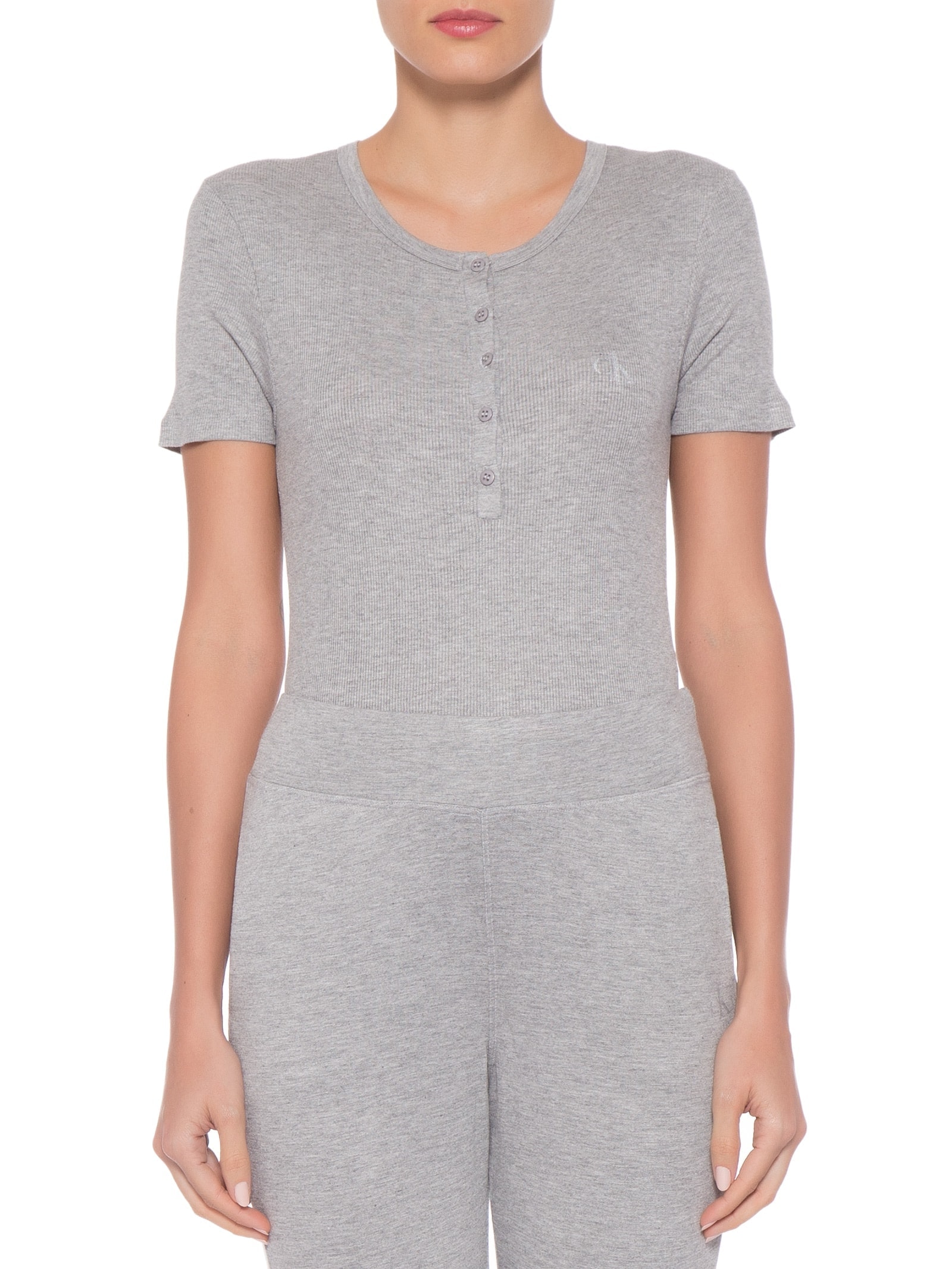 Body Abotoamento One Rib Cinza Calvin Klein Underwear