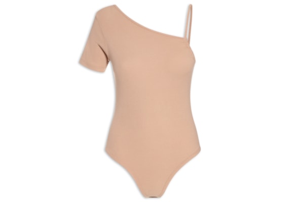 Body Assimétrico Detalhe Rolote - Bege