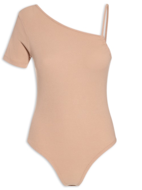 Body Assimétrico Detalhe Rolote – Bege