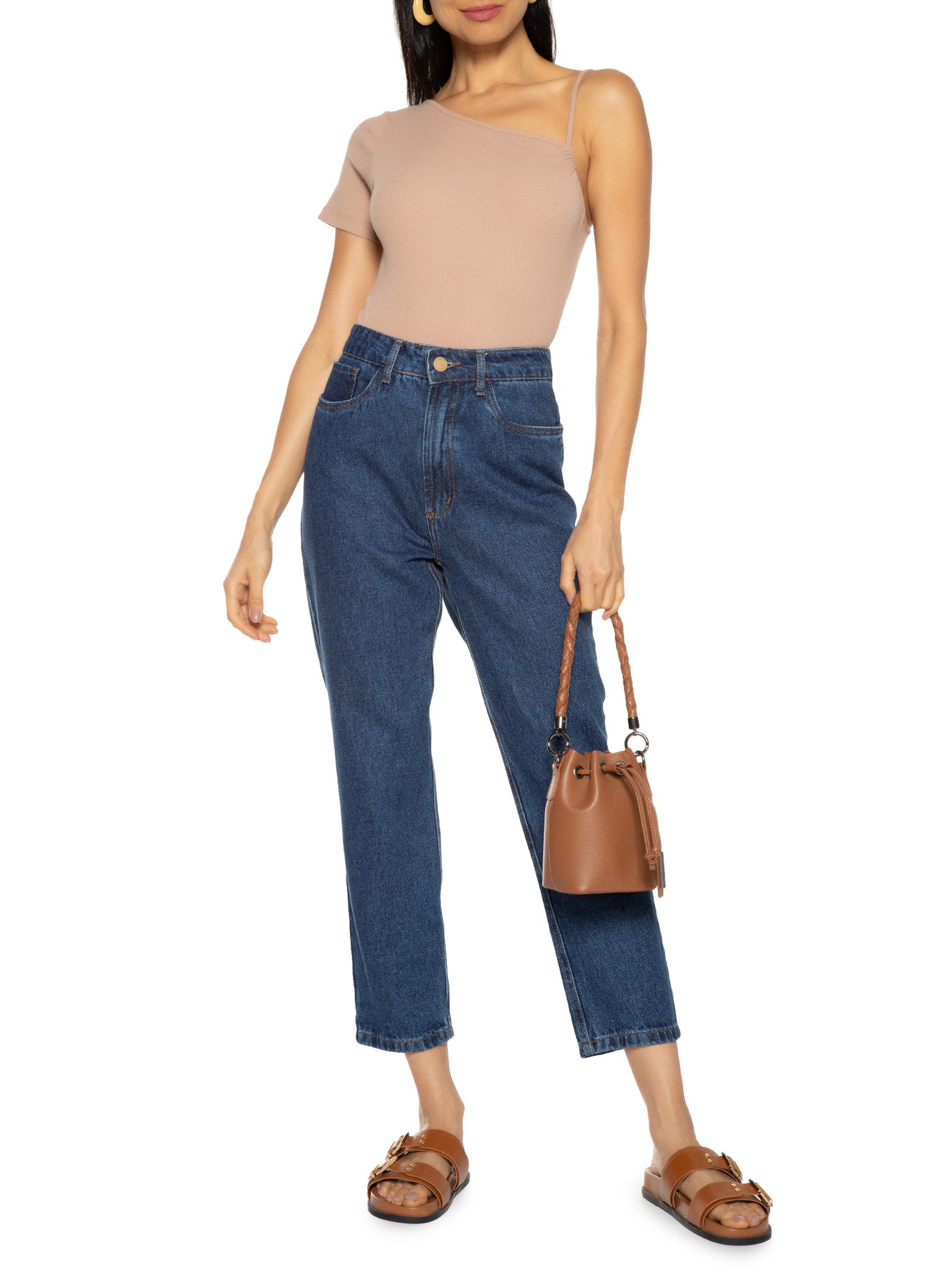 Body Assimétrico Detalhe Rolote Bege Basiq