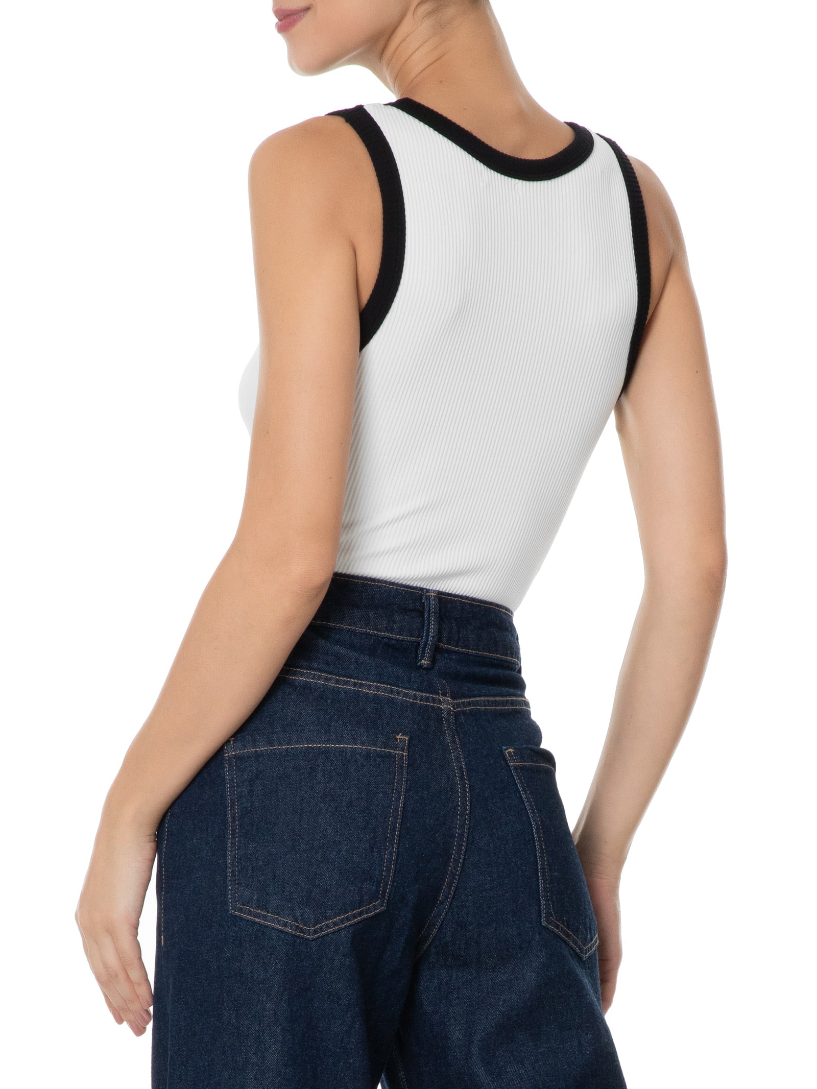 Body Bicolor Sem Manga Branco Basiq