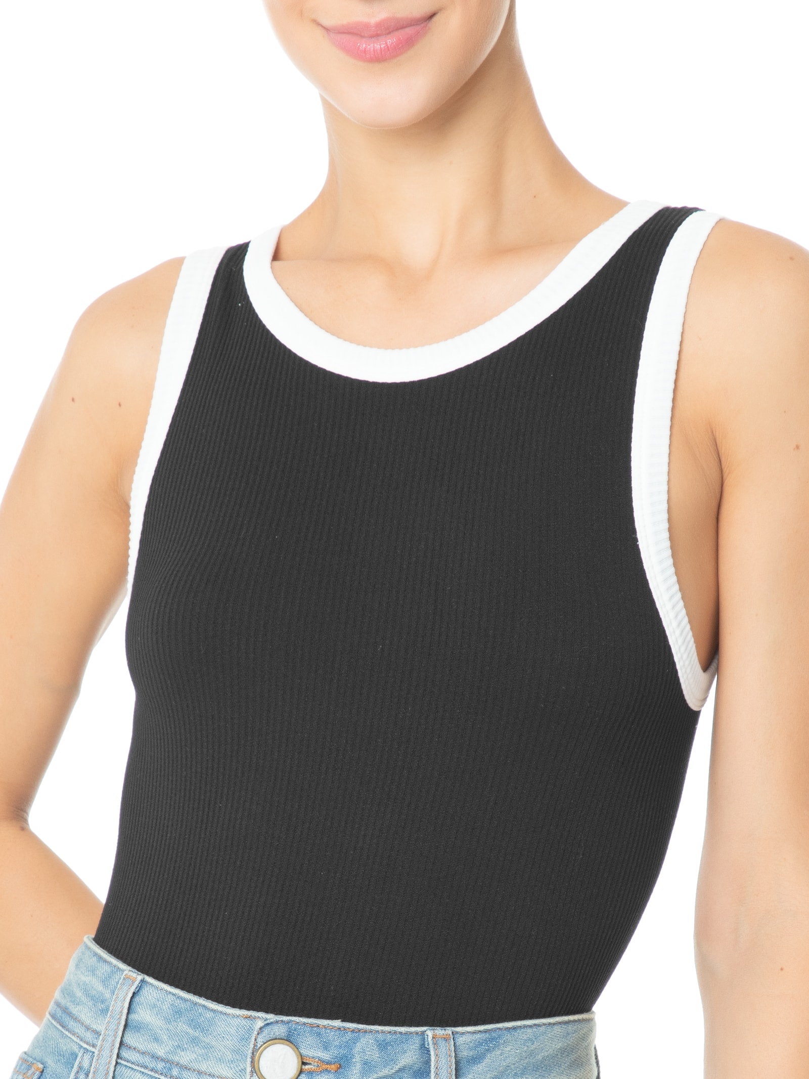 Body Bicolor Sem Manga Preto Basiq
