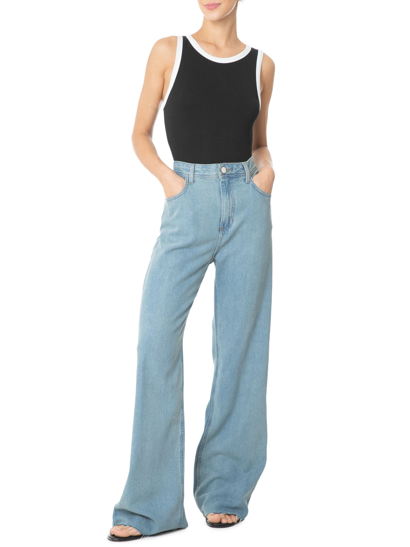 Body Bicolor Sem Manga Preto Basiq
