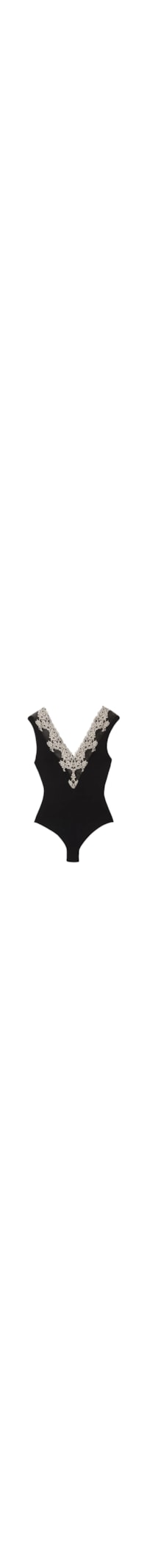 Body Com Decote Em v Pretty Flower - Preto