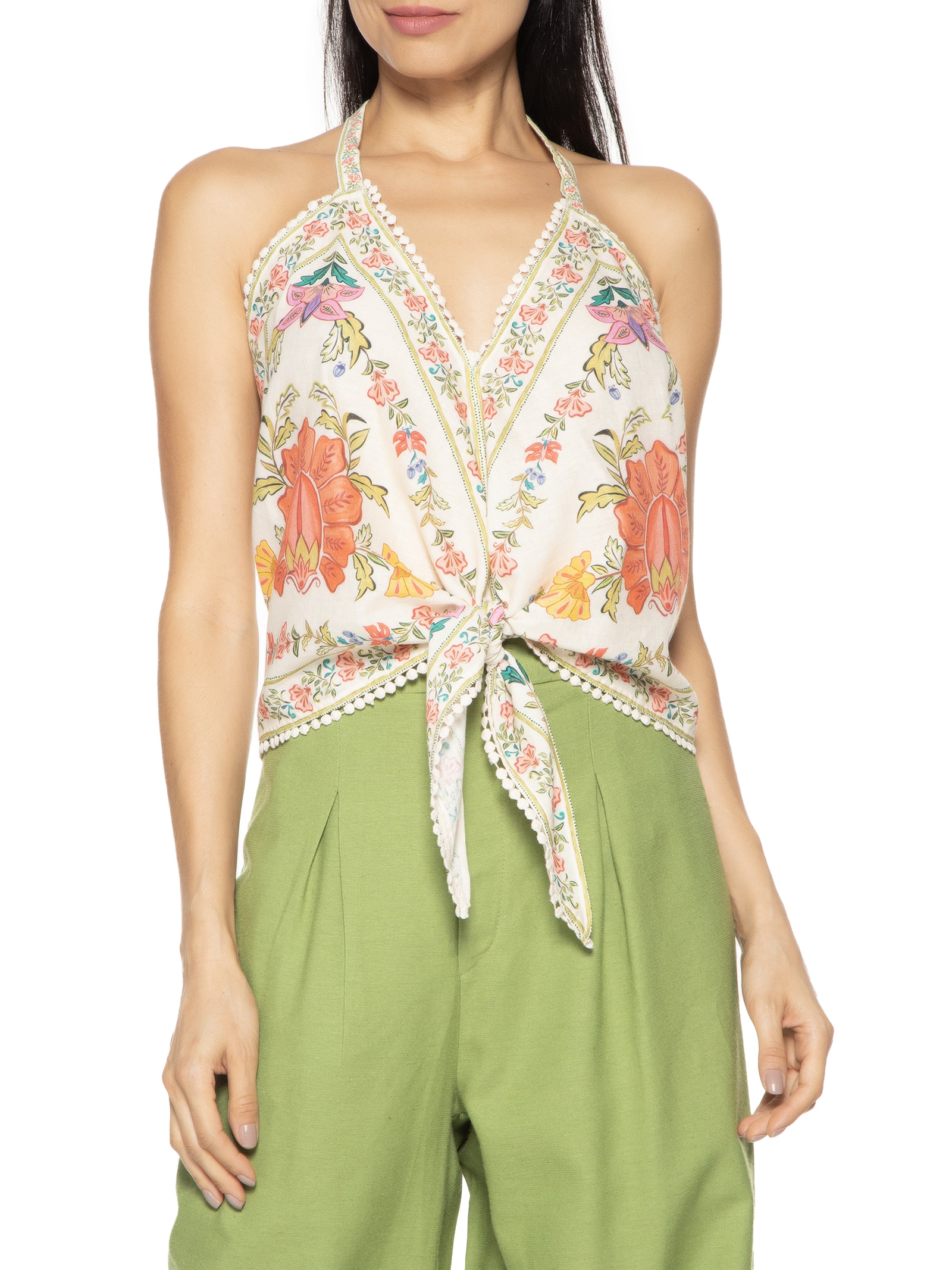Body Com Decote Halter Amarelo Farm