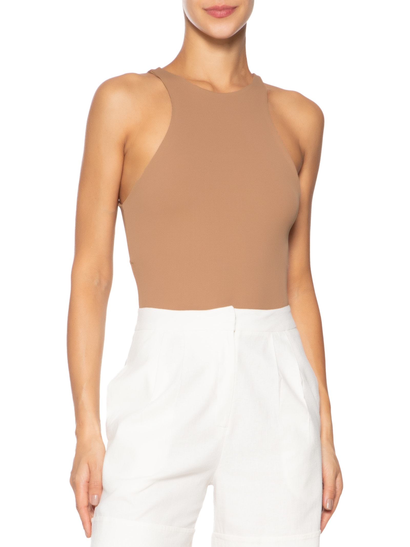 Body Com Decote Halter Marrom '2Essential