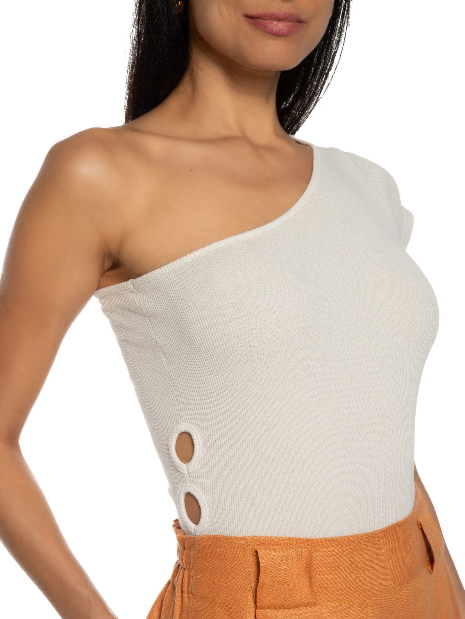 Body Com Detalhe Abertura Lateral Bege Basiq