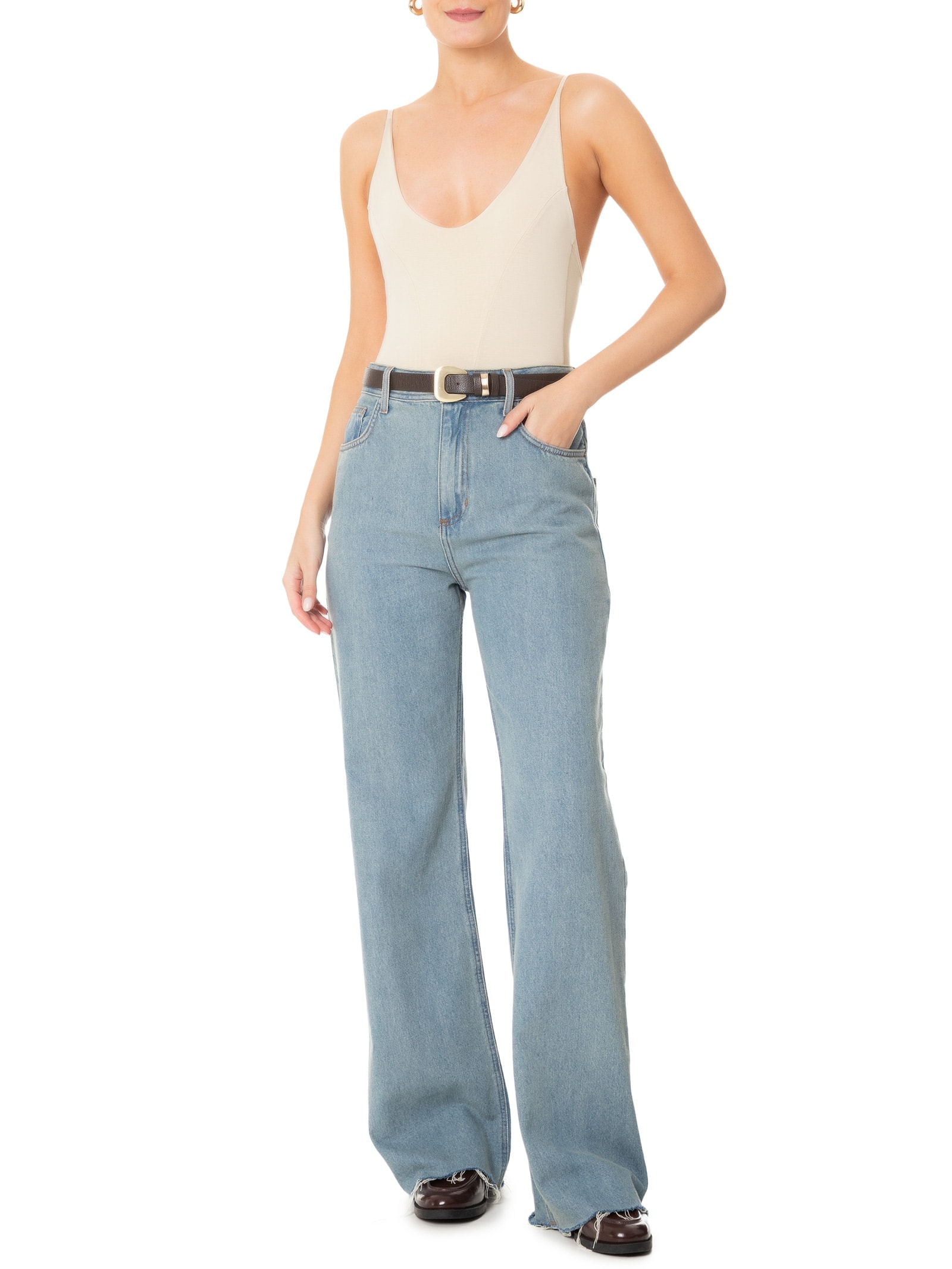 Body Com Recortes Centrais Off White Basiq
