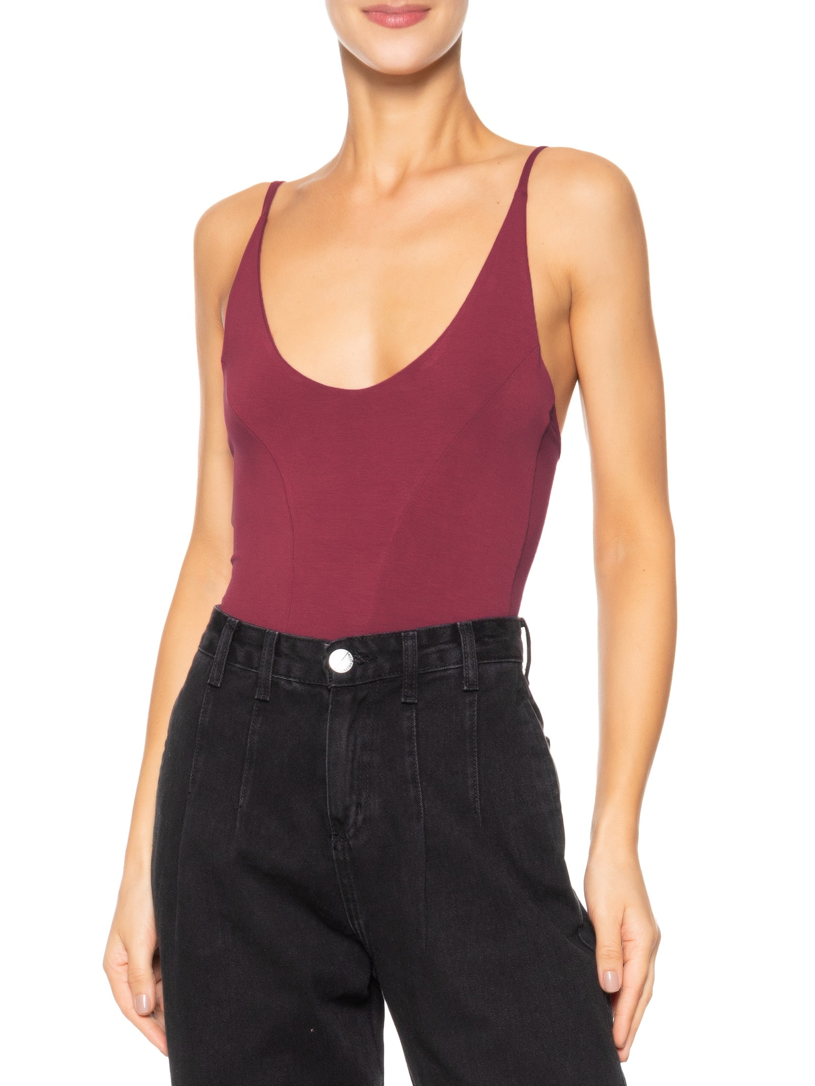 Body Com Recortes Centrais Vermelho Basiq
