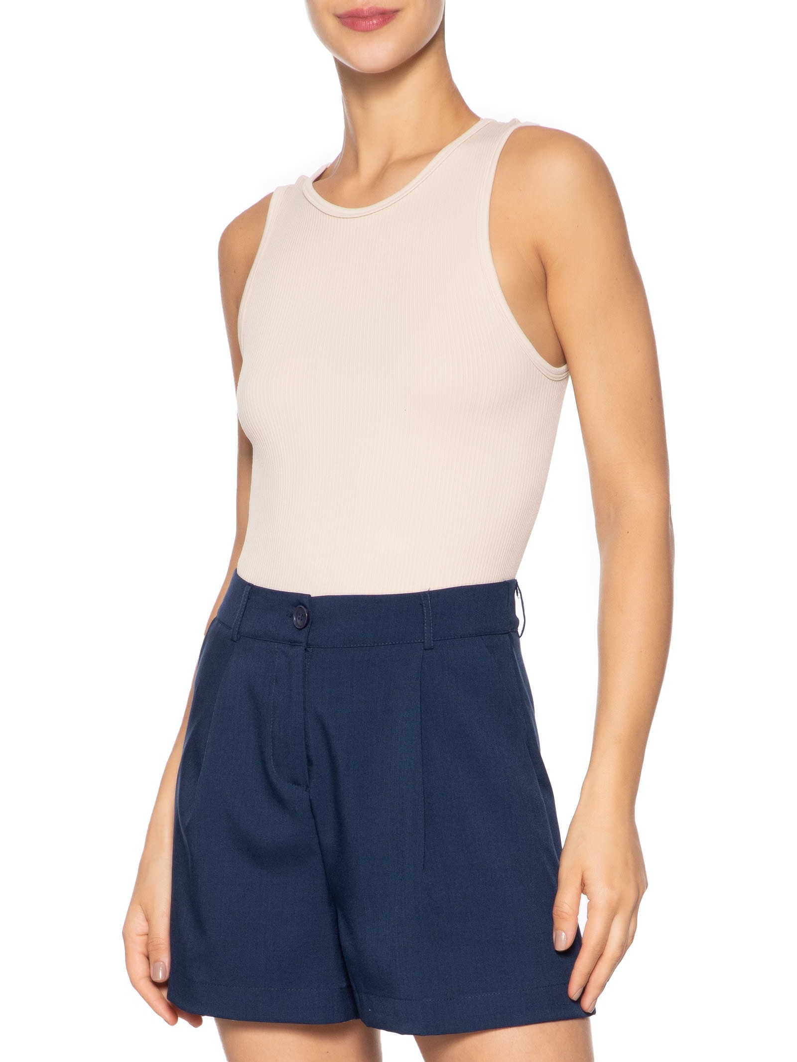 Body Comfy Sem Costura Decote Careca Bege Basiq