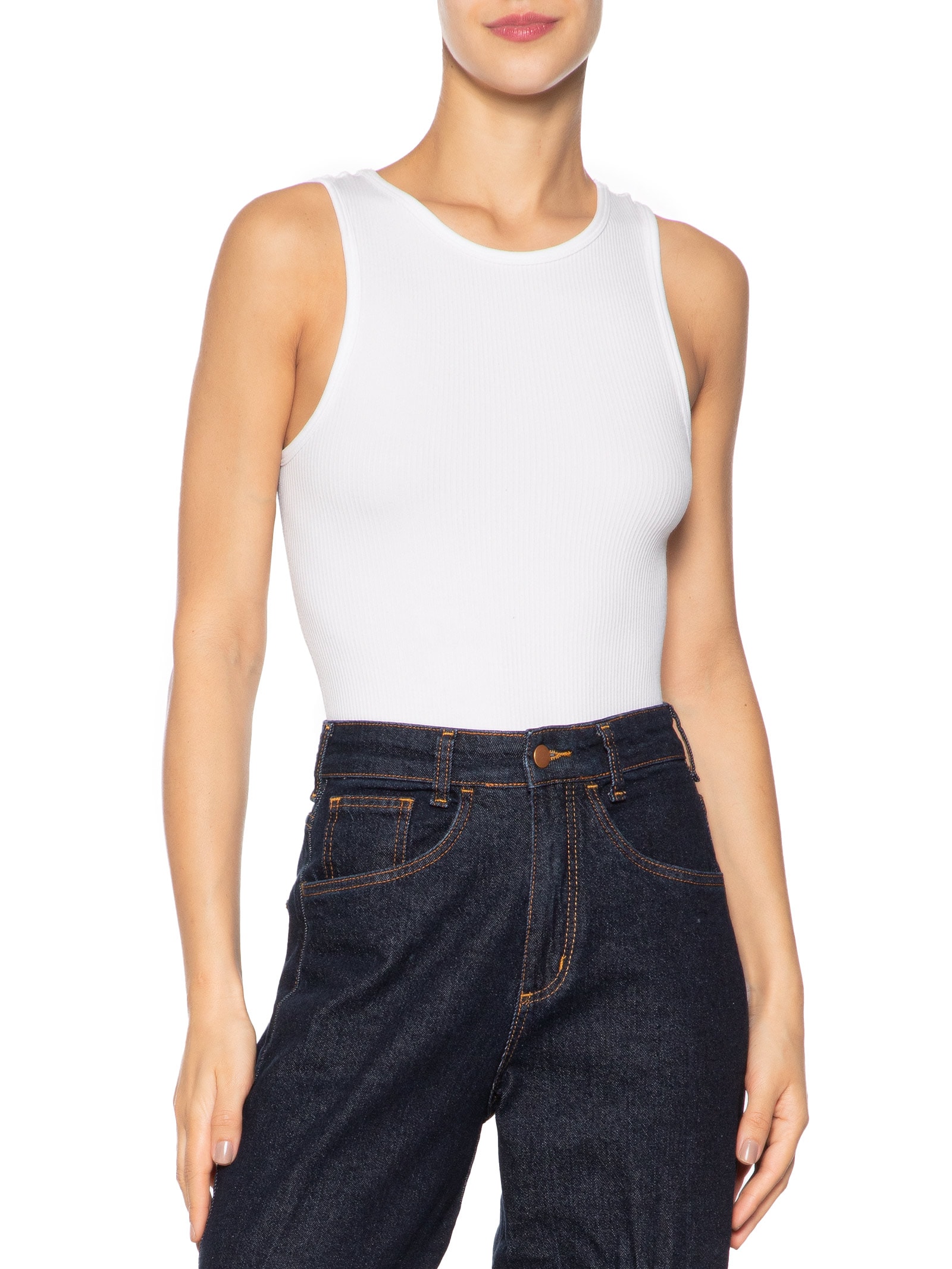 Body Comfy Sem Costura Decote Careca Branco Basiq