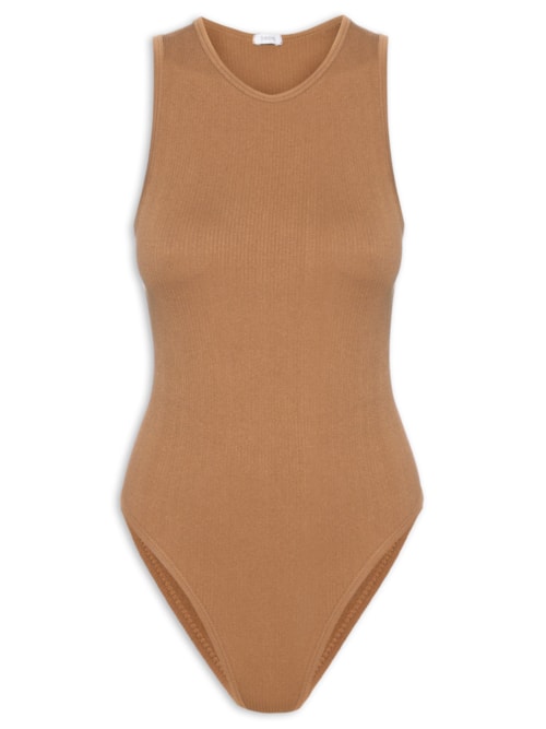 Body Comfy Sem Costura Decote Careca – Marrom