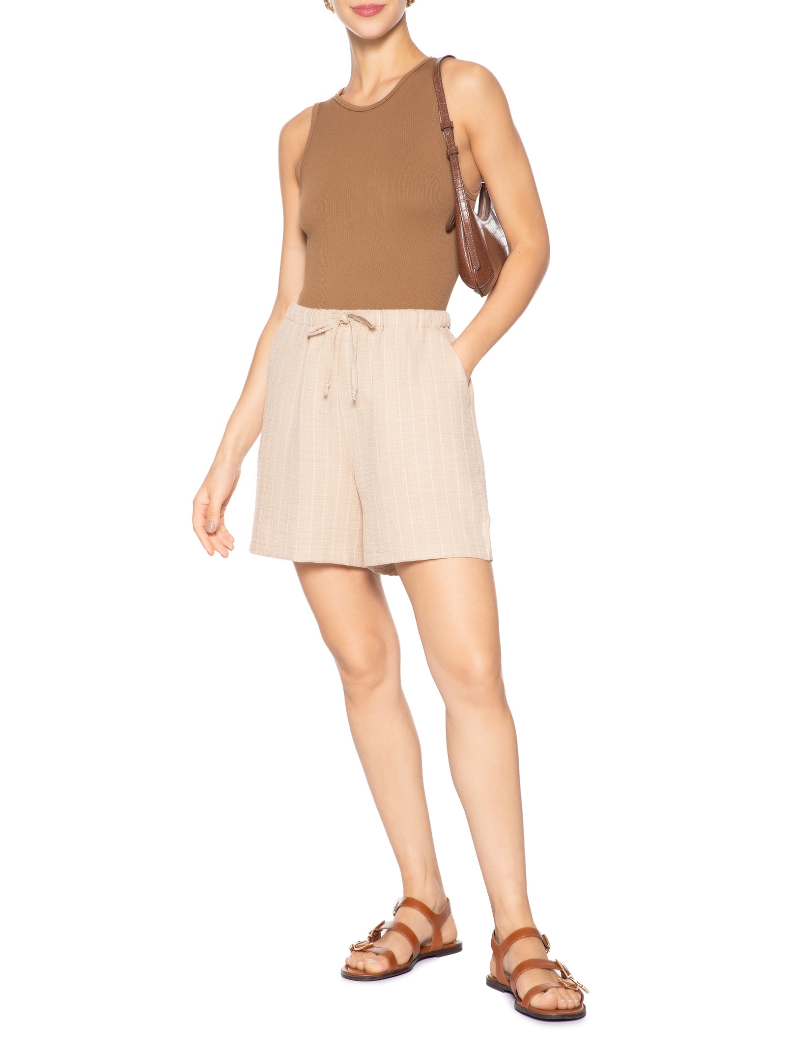 Body Comfy Sem Costura Decote Careca Marrom Basiq