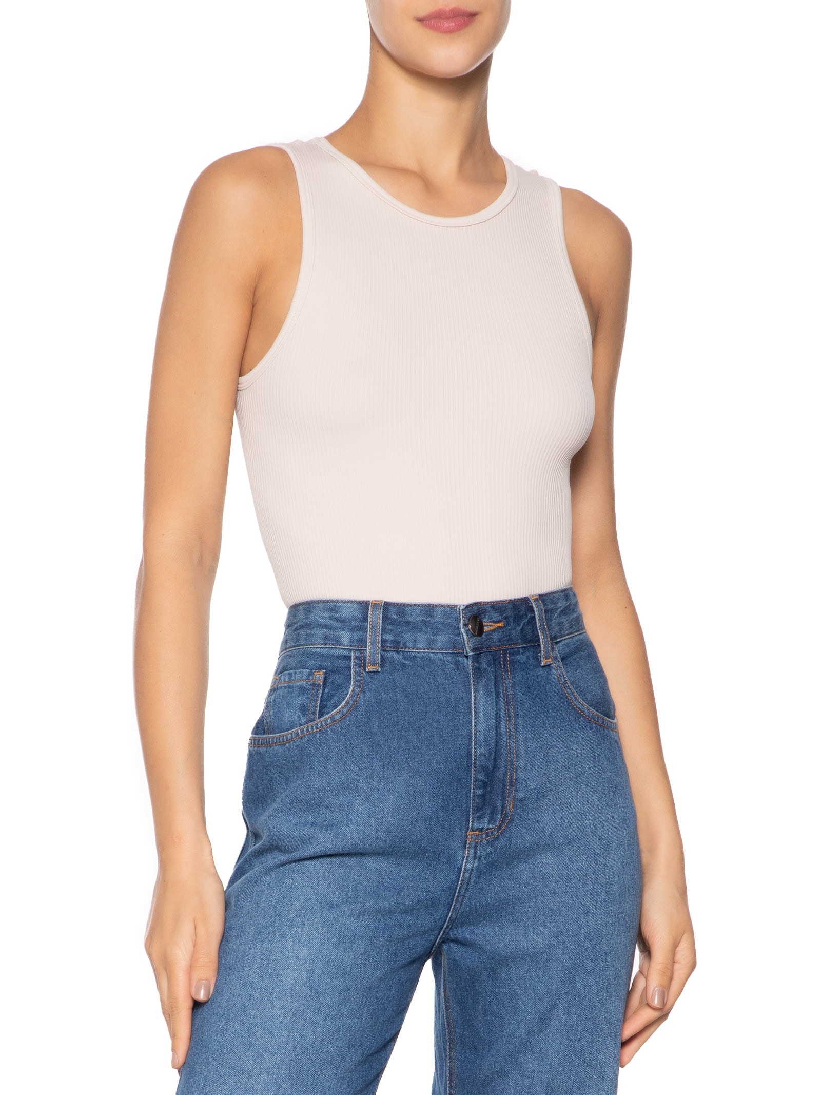 Body Comfy Sem Costura Decote Careca Rosa Basiq