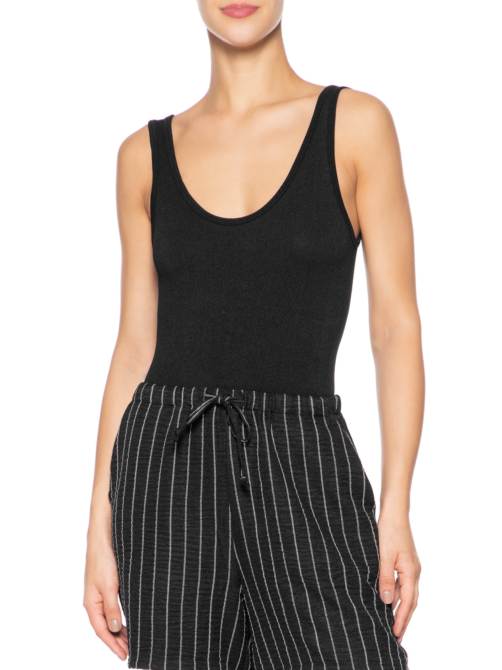 Body Comfy Sem Costura Decote U Preto Basiq