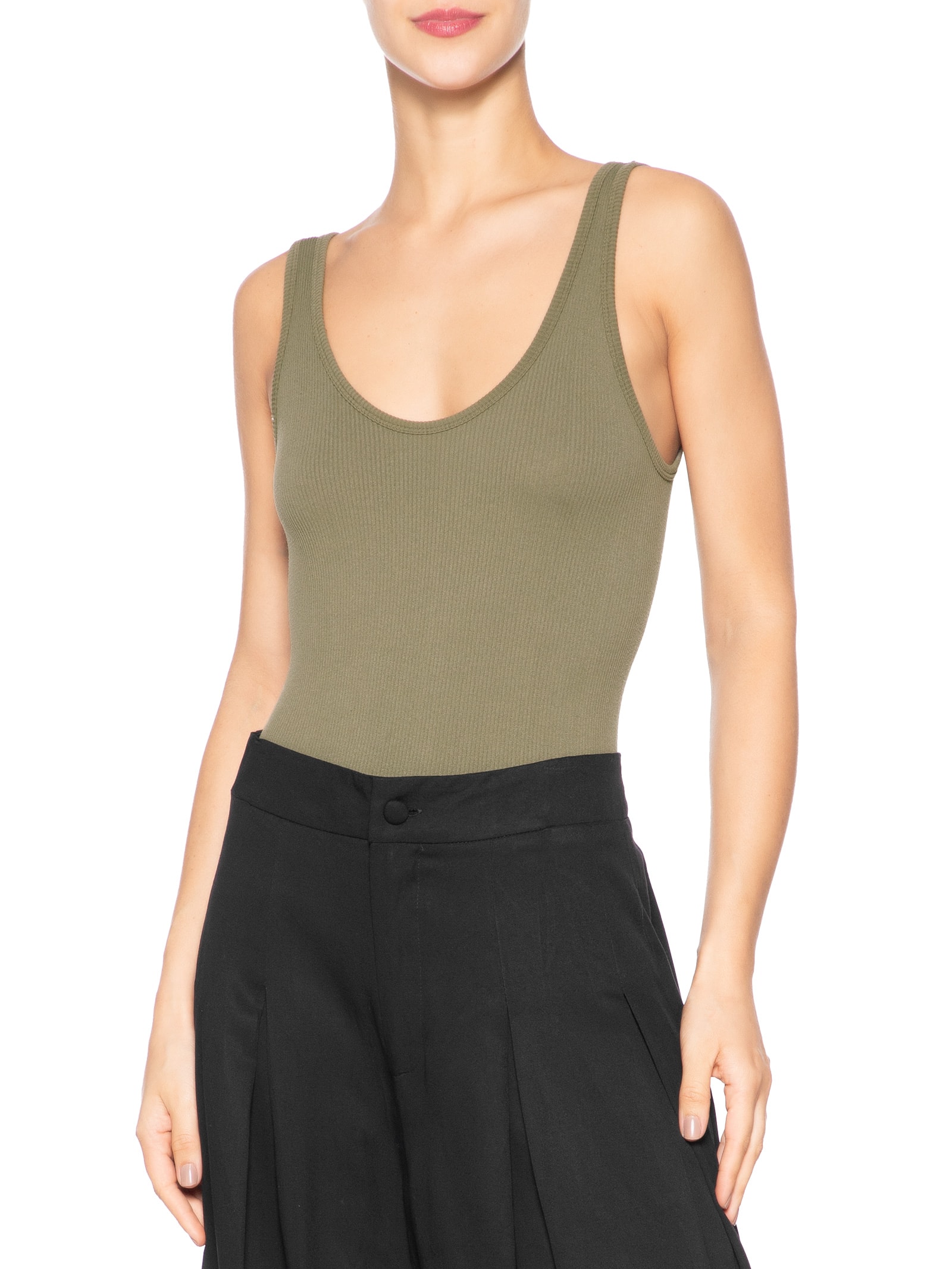 Body Comfy Sem Costura Decote U Verde Basiq