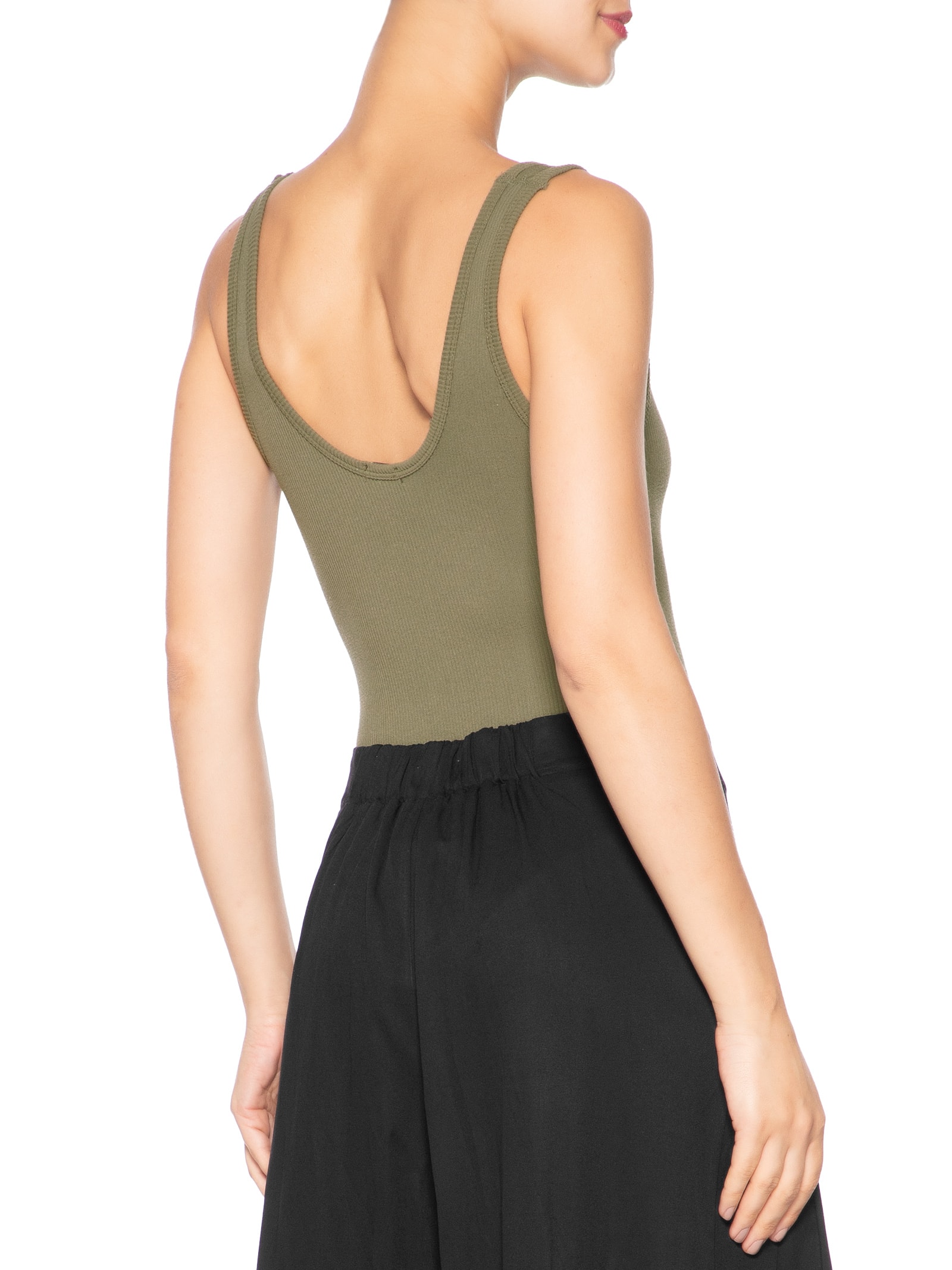 Body Comfy Sem Costura Decote U Verde Basiq