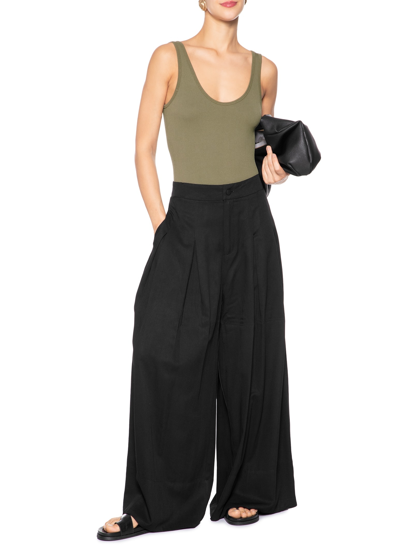 Body Comfy Sem Costura Decote U Verde Basiq