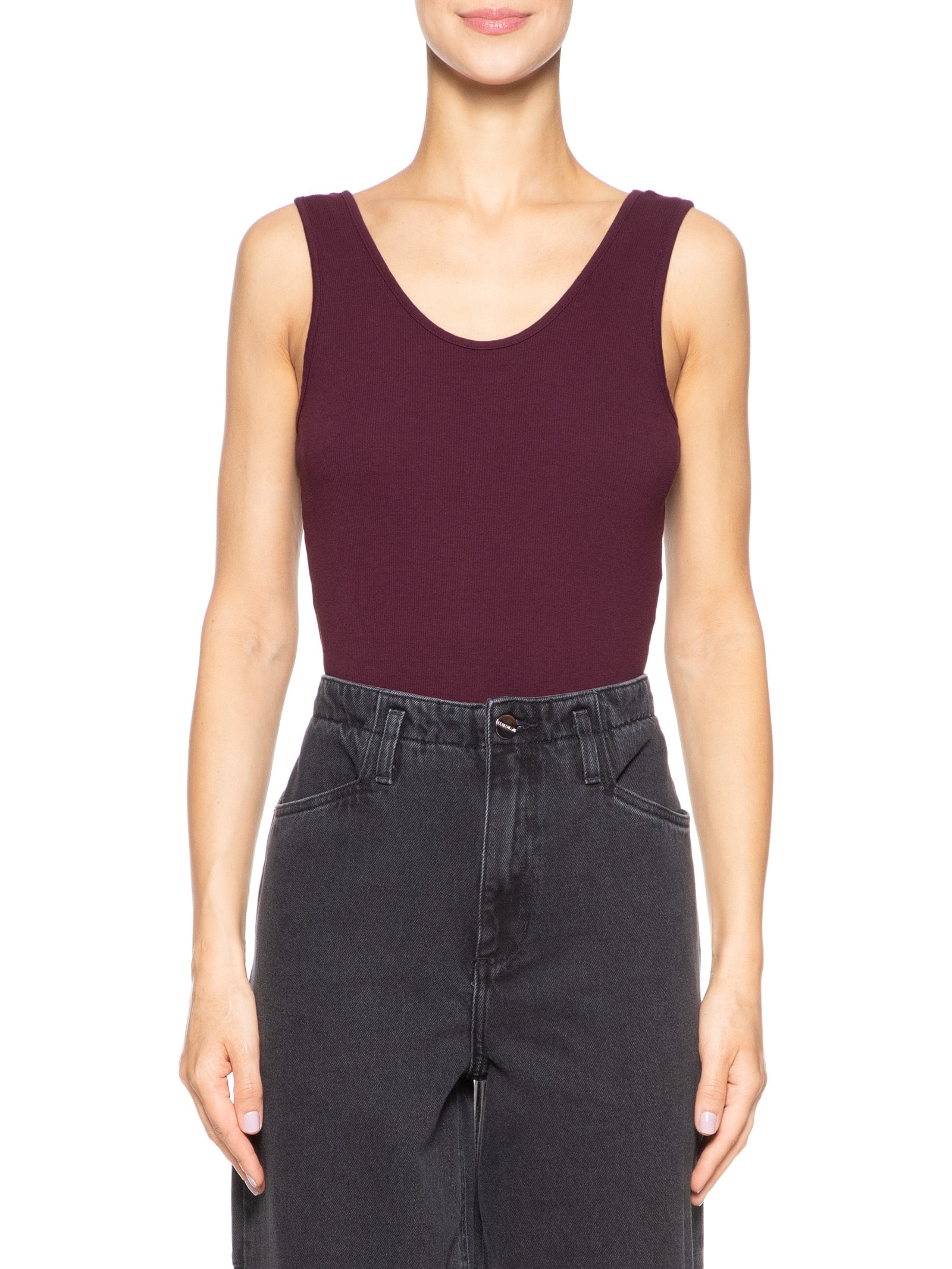 Body Costas Decotada Vinho Basiq