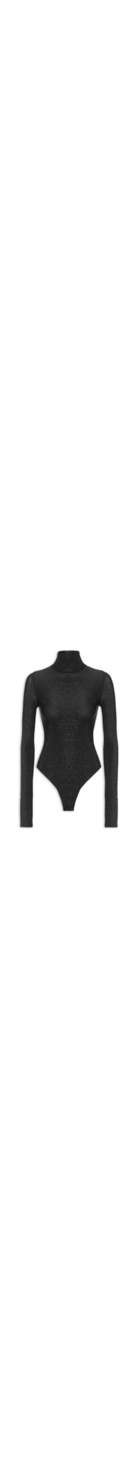 Body De Malha Lurex Manga Longa - Preto