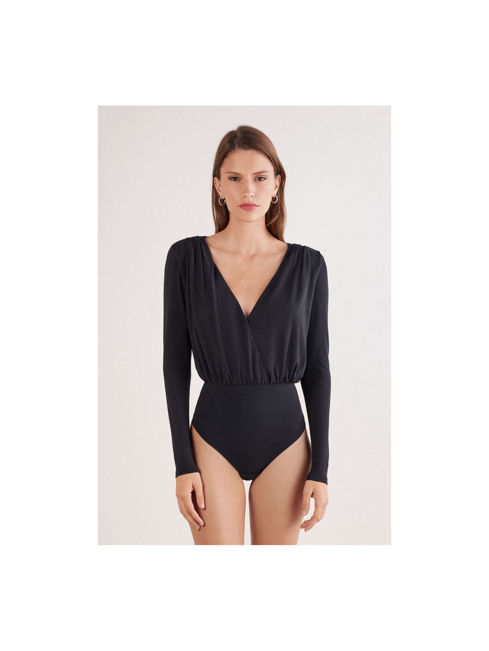 Body De Manga Comprida Em Modal The Star Of The Show Preto Intimissimi