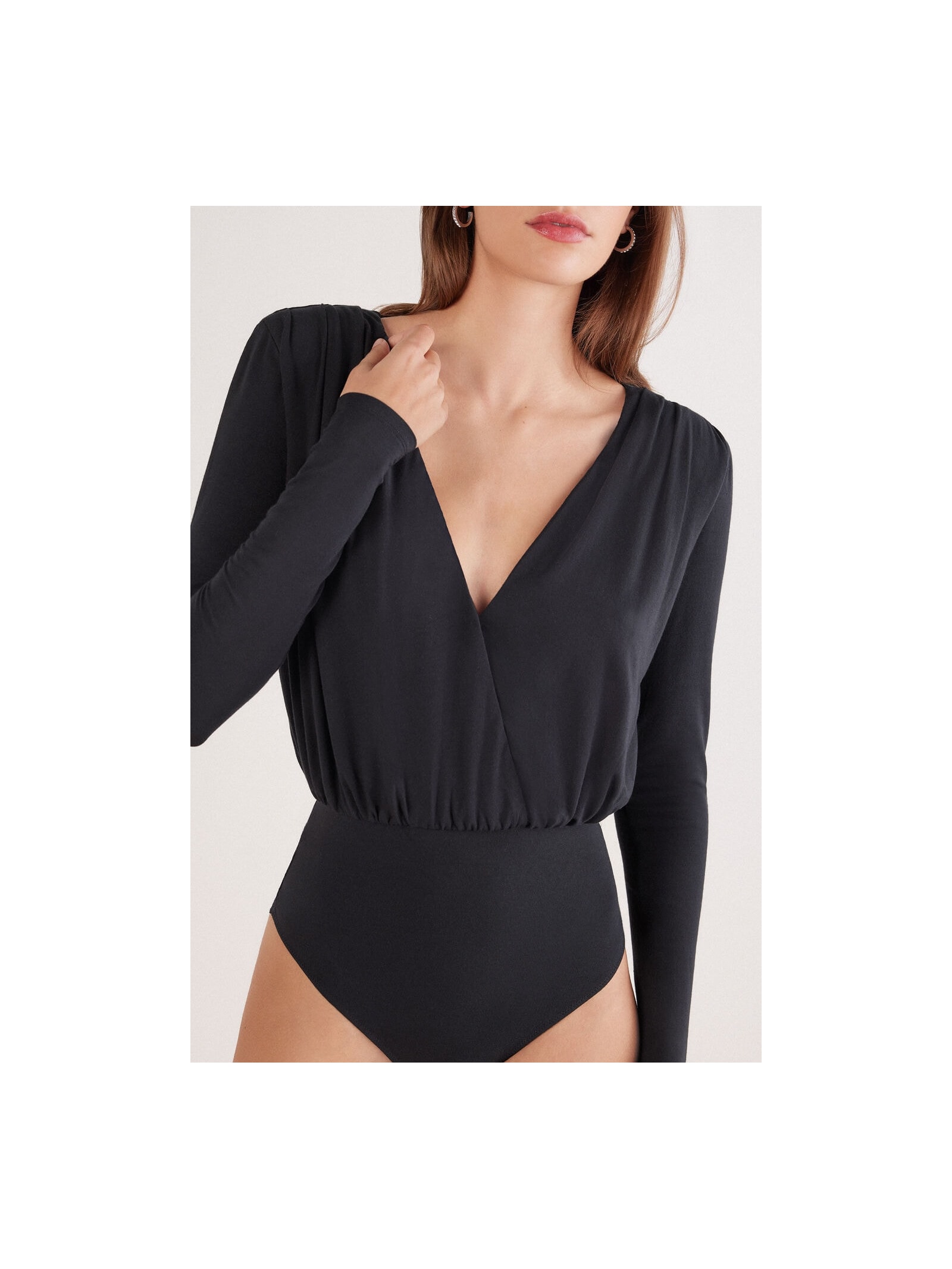 Body De Manga Comprida Em Modal The Star Of The Show Preto Intimissimi