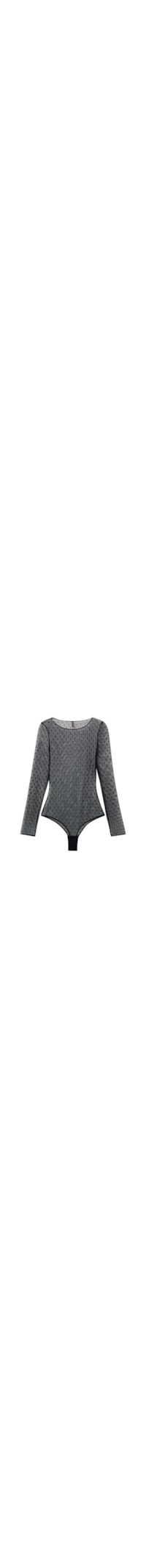 Body De Manga Comprida Em Tule Flirt Fearlessly - Preto