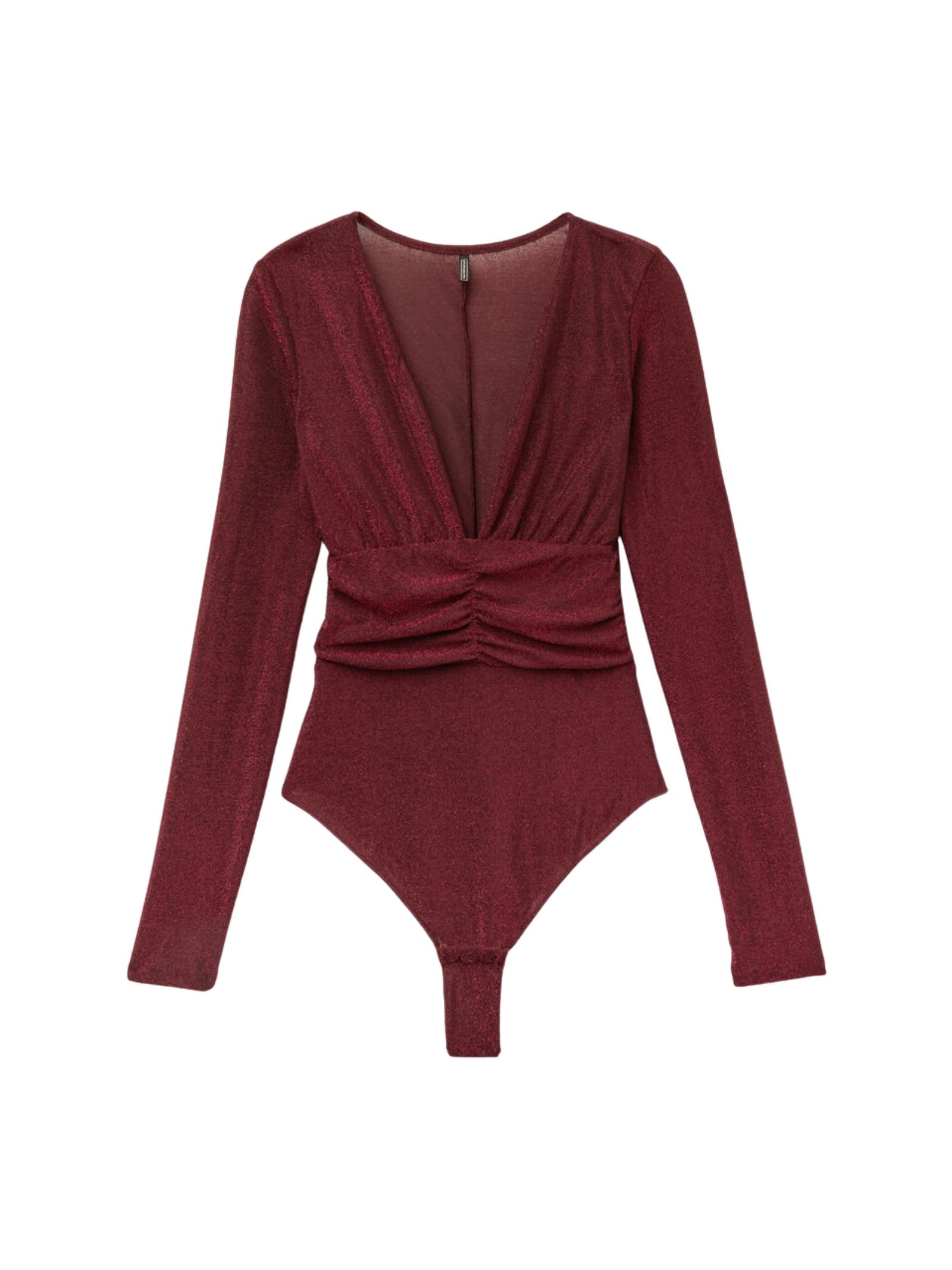 Body De Manga Comprida Lamê Shimmering Passion Vermelho Intimissimi