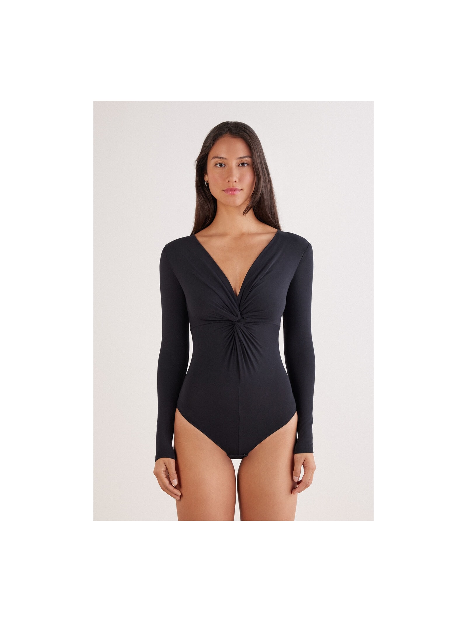 Body De Manga Comprida Sensual Attitude Em Modal Preto Intimissimi