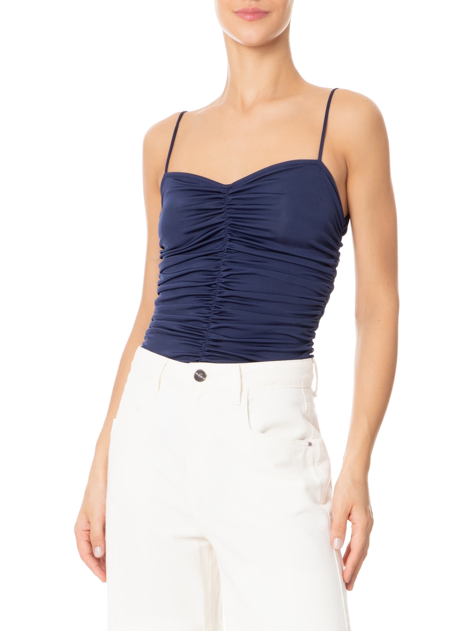 Body Decote Com Franzidos Azul '2Essential