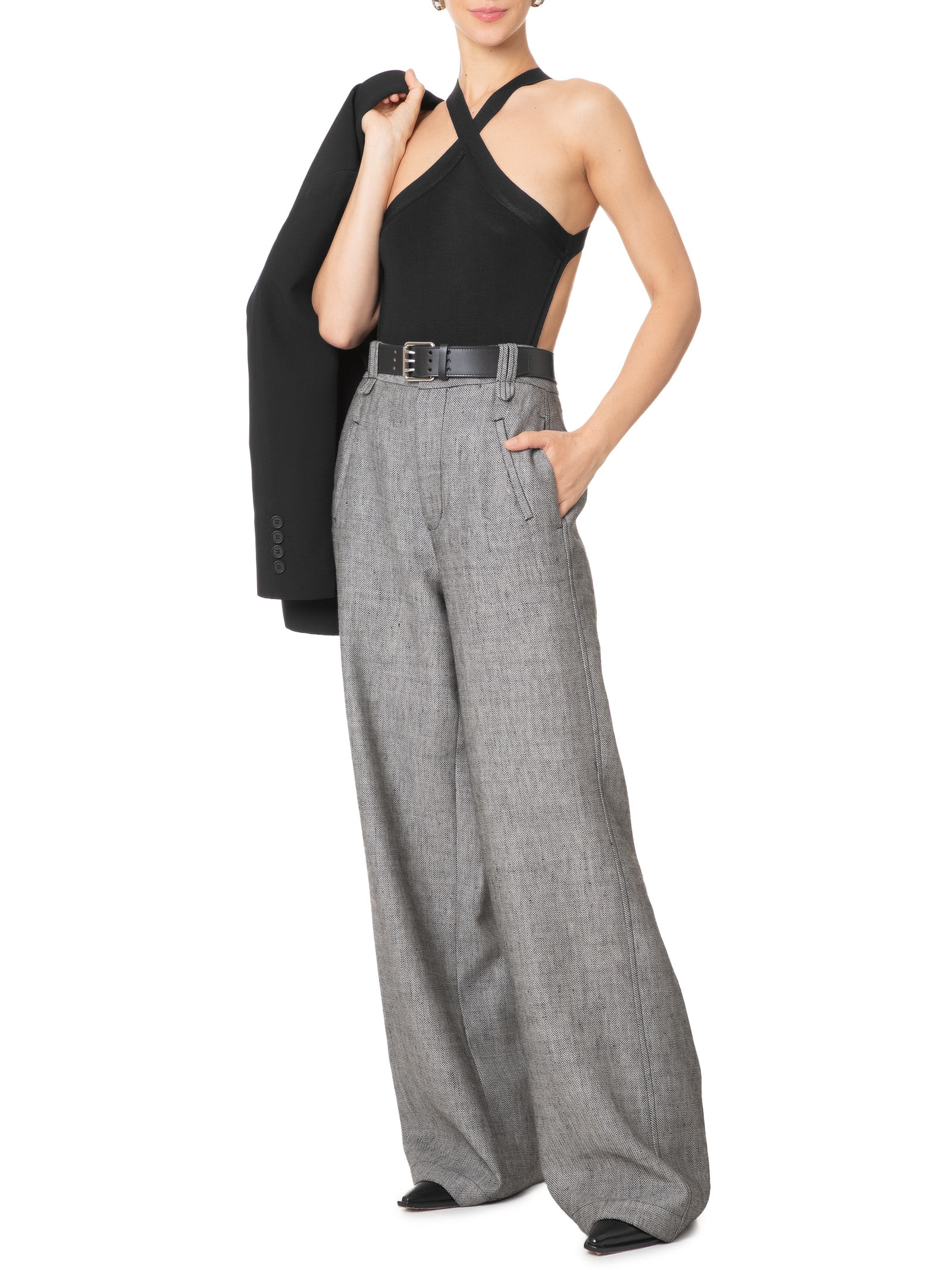 Body Decote Costas Tricot Preto Animale