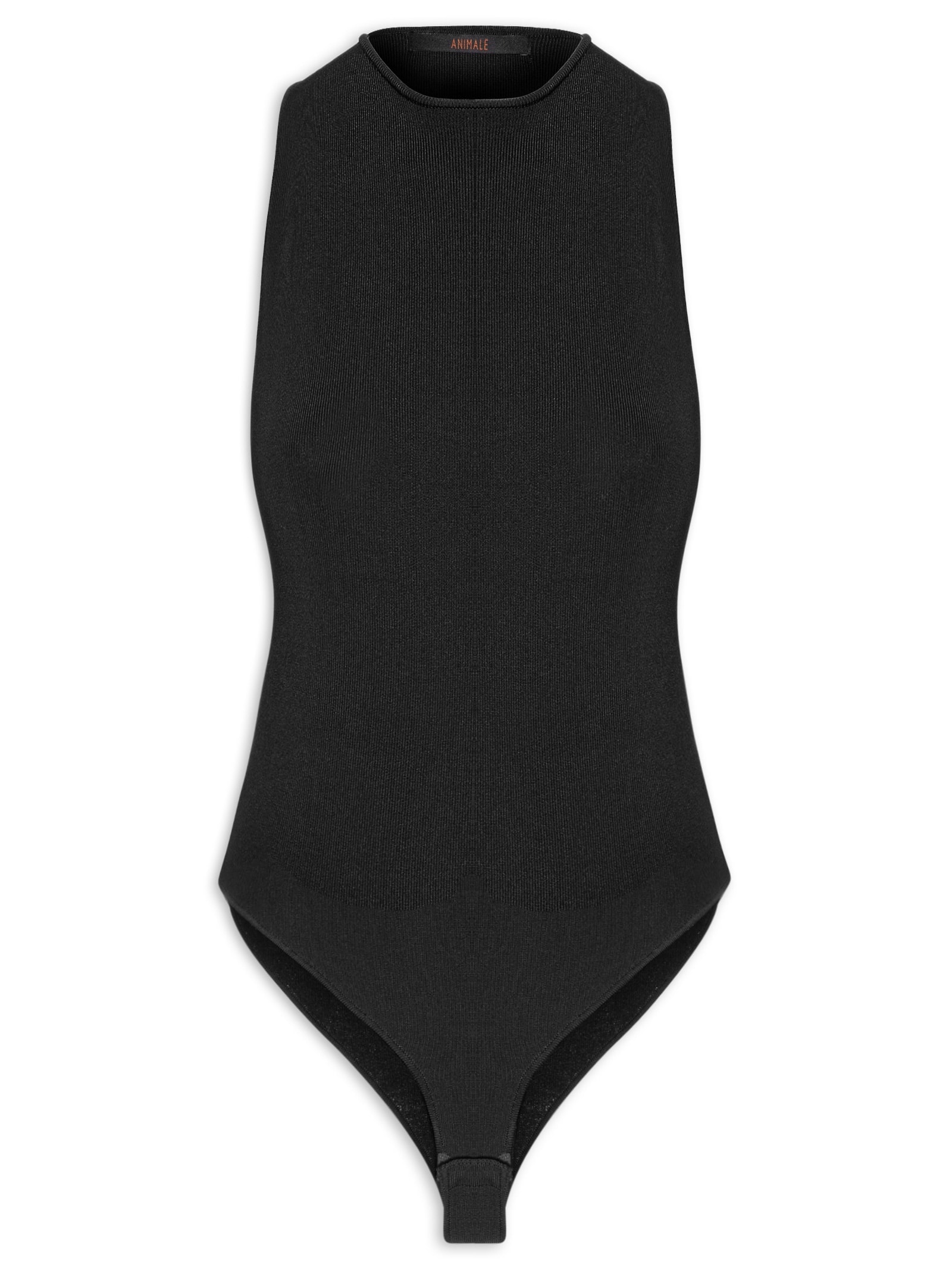 Body Decote Costas Tricot Preto Animale