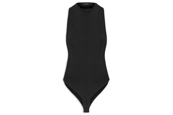 Body Decote Costas Tricot - Preto