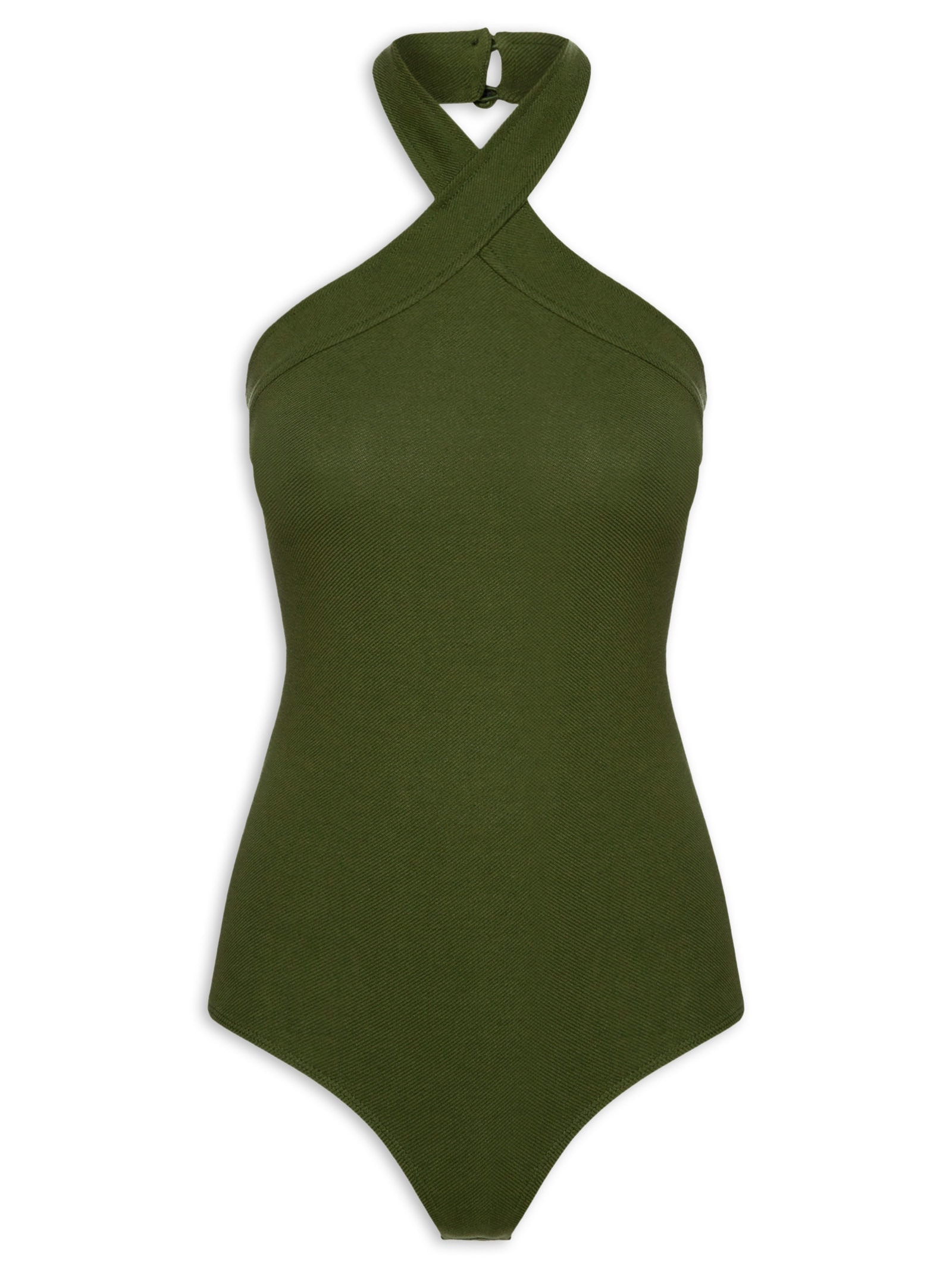 Body Decote Cruzado Frente Única Em Malha Verde '2Essential