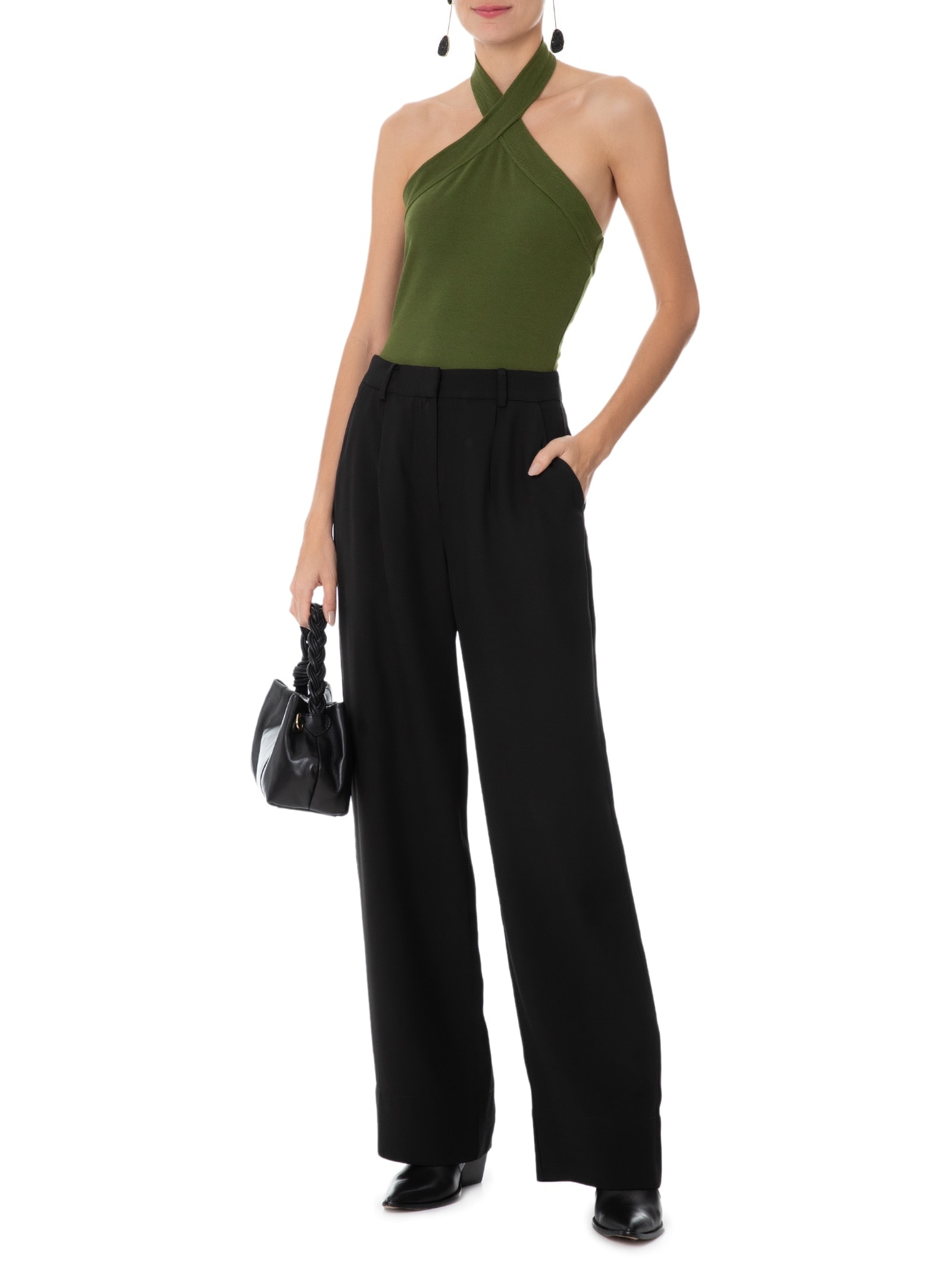 Body Decote Cruzado Frente Única Em Malha Verde '2Essential