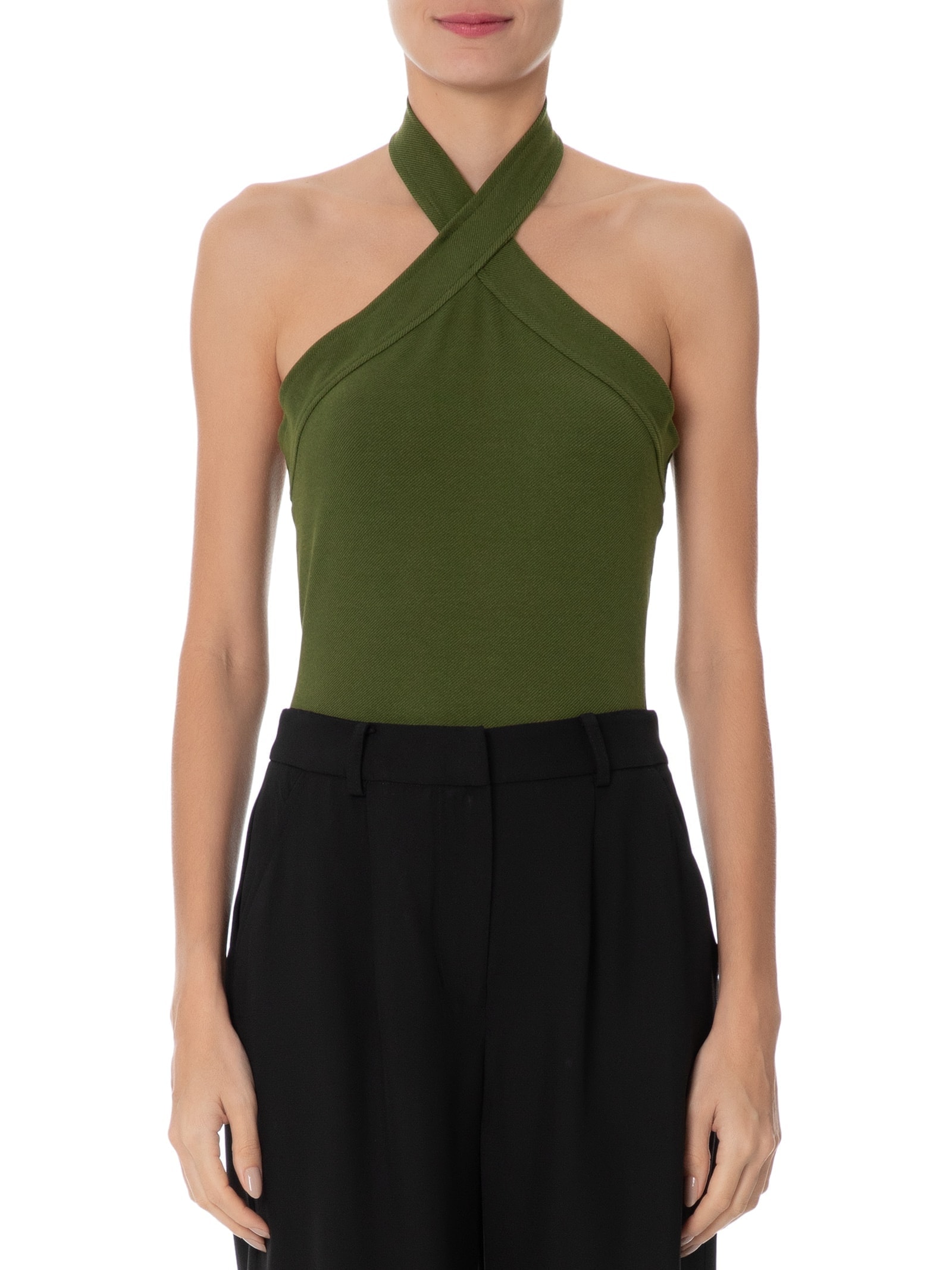 Body Decote Cruzado Frente Única Em Malha Verde '2Essential