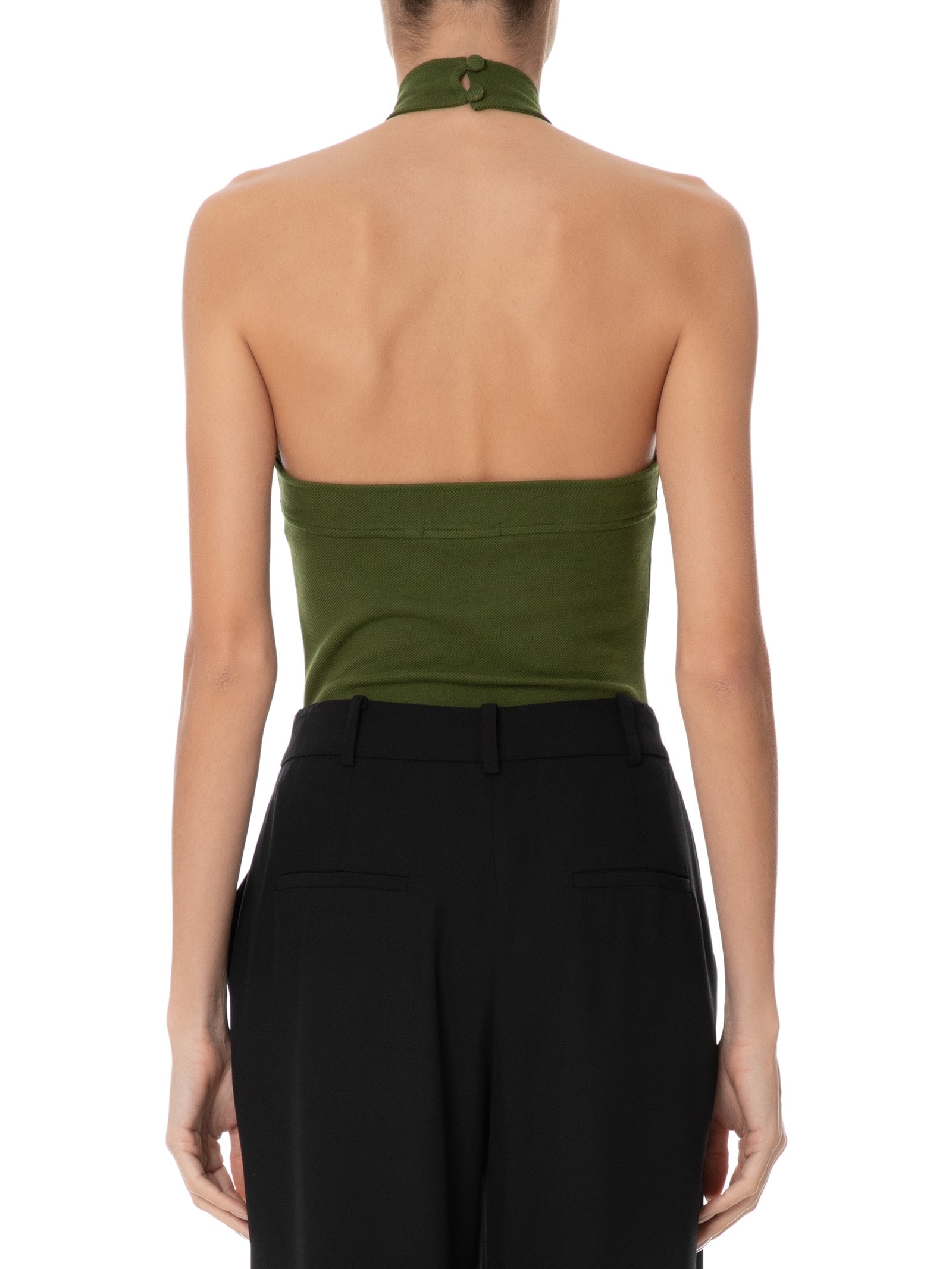 Body Decote Cruzado Frente Única Em Malha Verde '2Essential