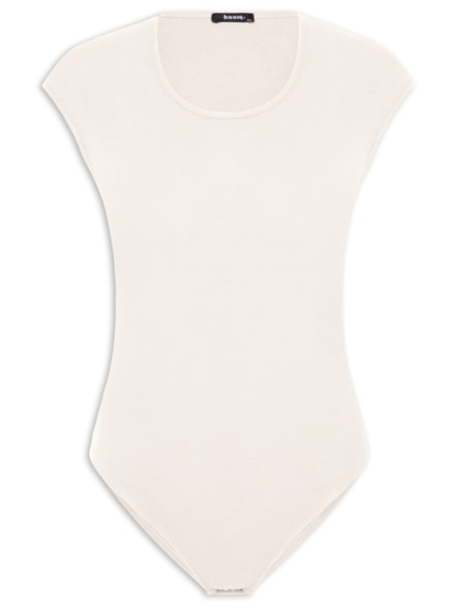 Body Decote Redondo Manga Japonesa – Bege