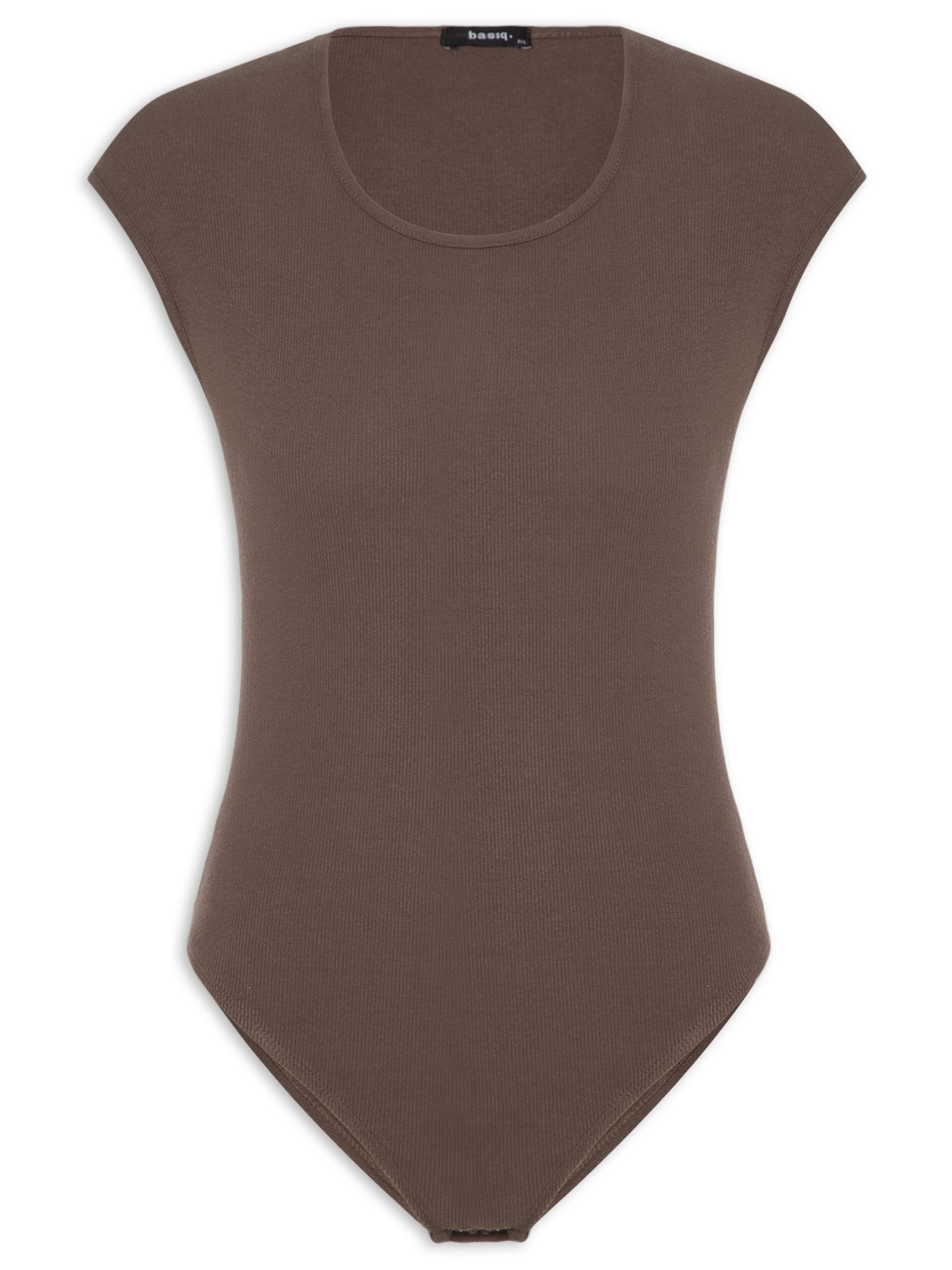 Body Decote Redondo Manga Japonesa Marrom Basiq