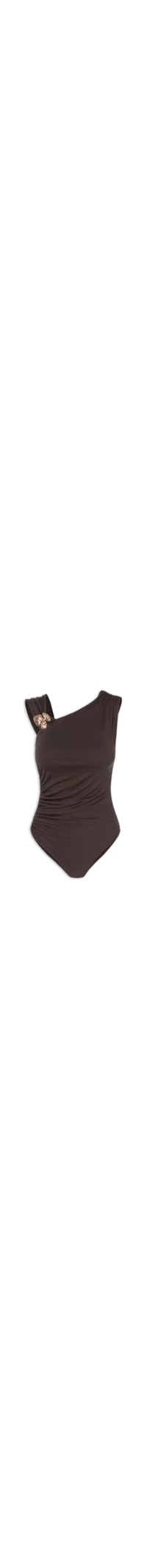 Body Drapeado Com Detalhe Em Metal - Marrom