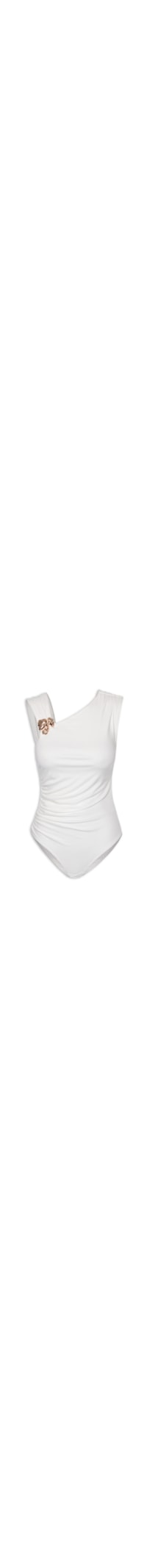 Body Drapeado Com Detalhe Em Metal - Off White