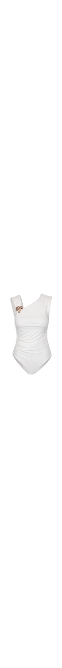 Body Drapeado Com Detalhe Em Metal - Off White
