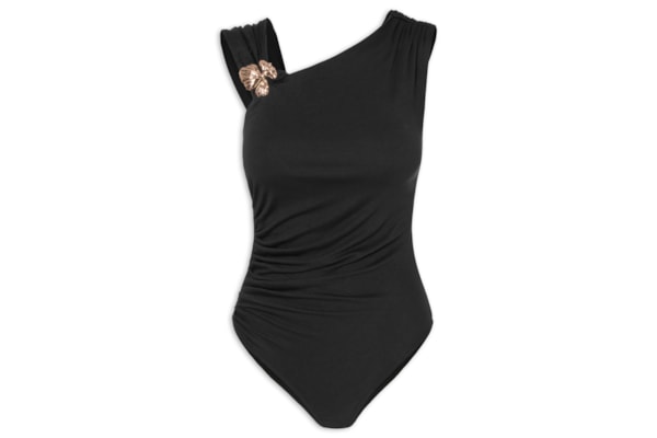Body Drapeado Com Detalhe Em Metal - Preto